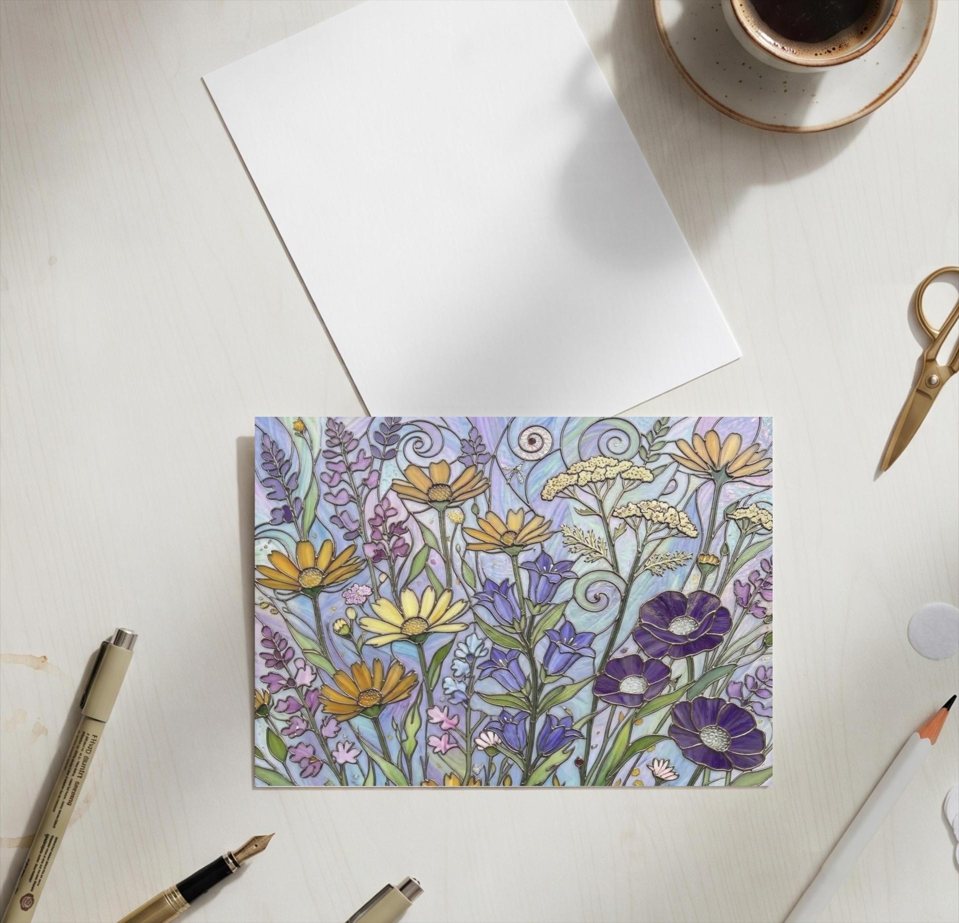 Flowers - Original Art Card - Single Card or Bulk 10 Pack of Gift Cards
