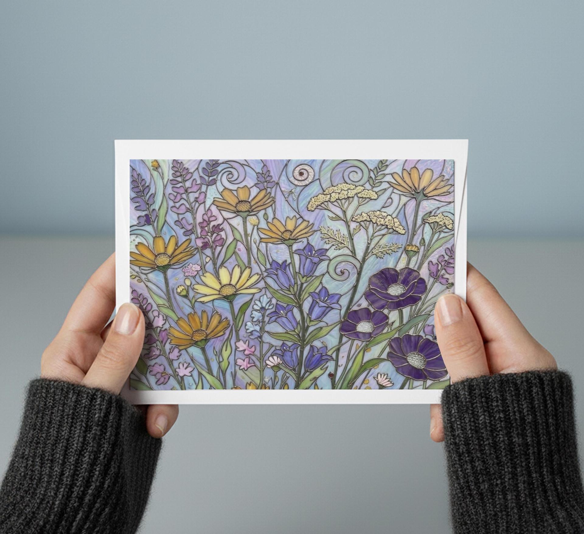 Flowers - Original Art Card - Single Card or Bulk 10 Pack of Gift Cards
