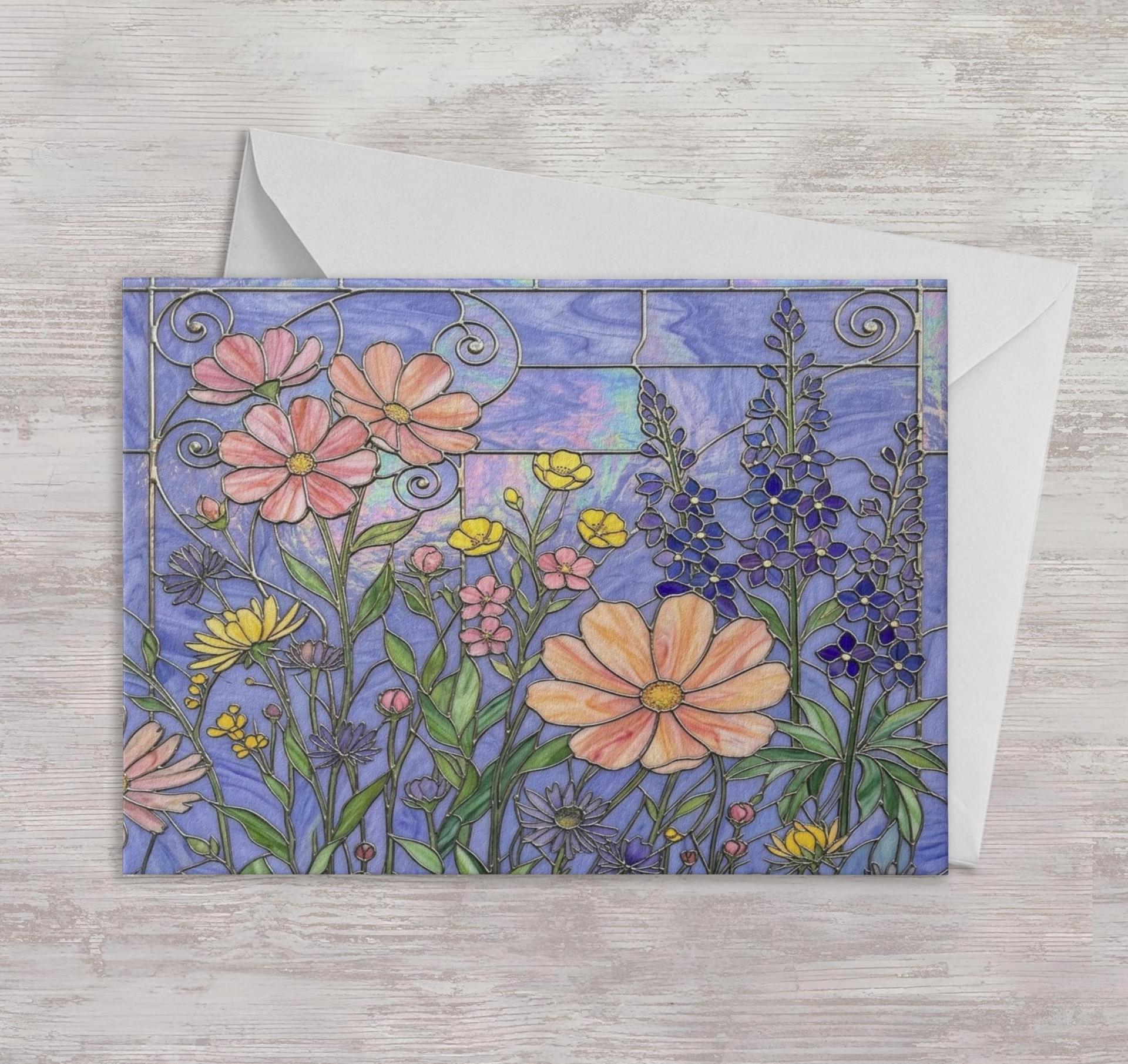 Flowers - Original Art Card - Single Card or Bulk 10 Pack of Gift Cards