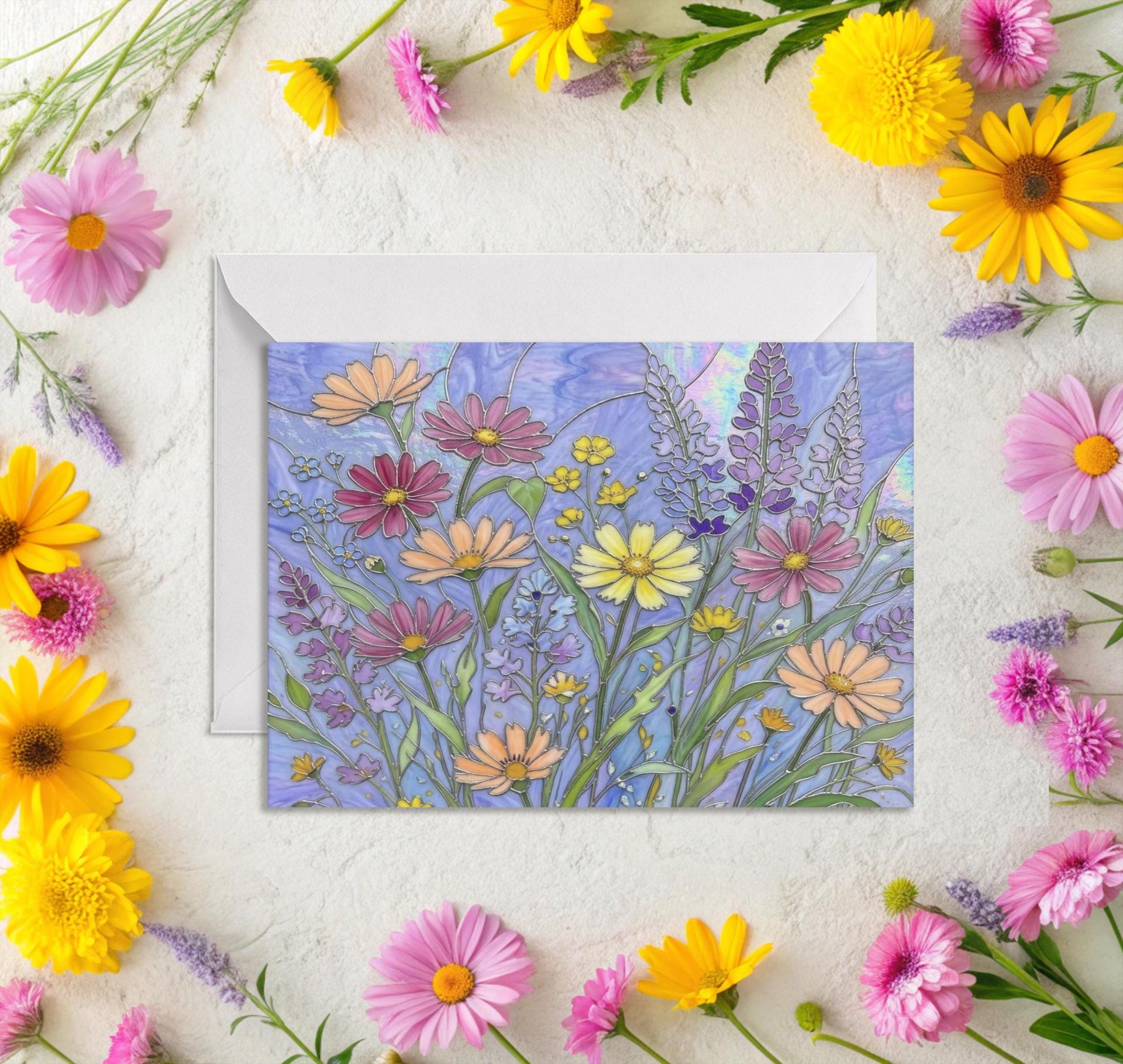 Flowers - Original Art Card - Single Card or Bulk 10 Pack of Gift Cards