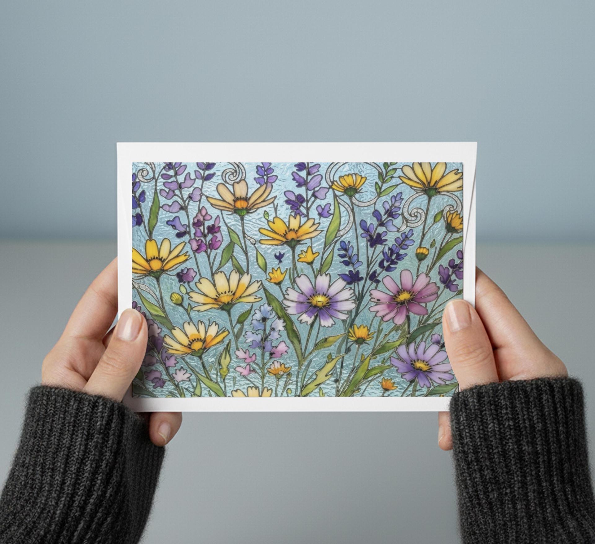 Flowers - Original Art Card - Single Card or Bulk 10 Pack of Gift Cards