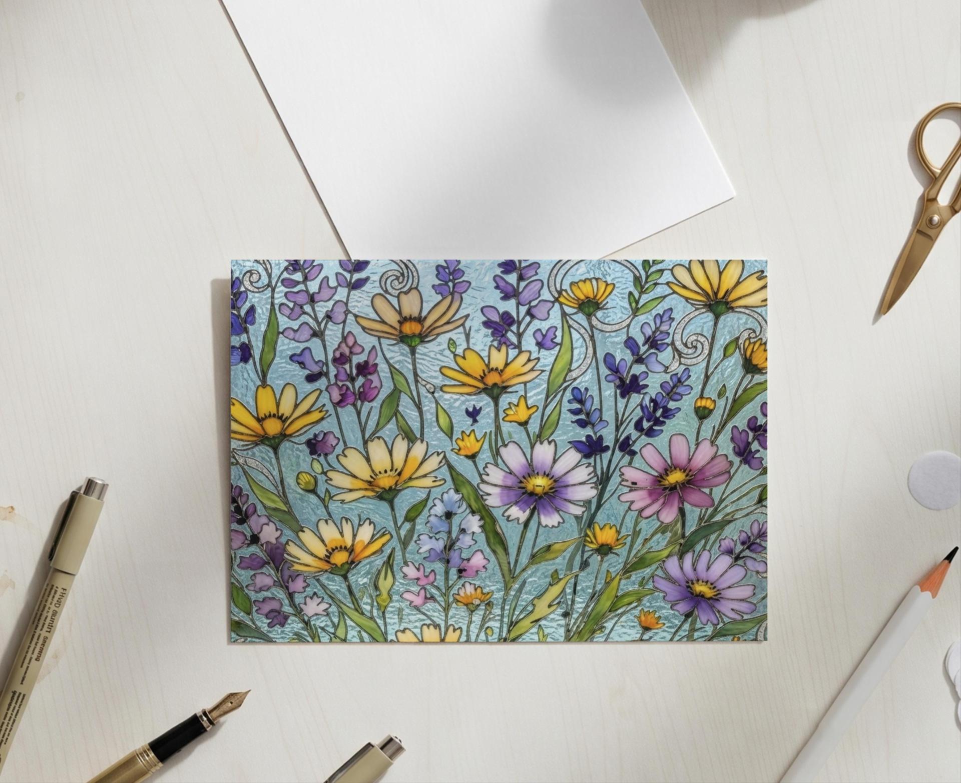 Flowers - Original Art Card - Single Card or Bulk 10 Pack of Gift Cards