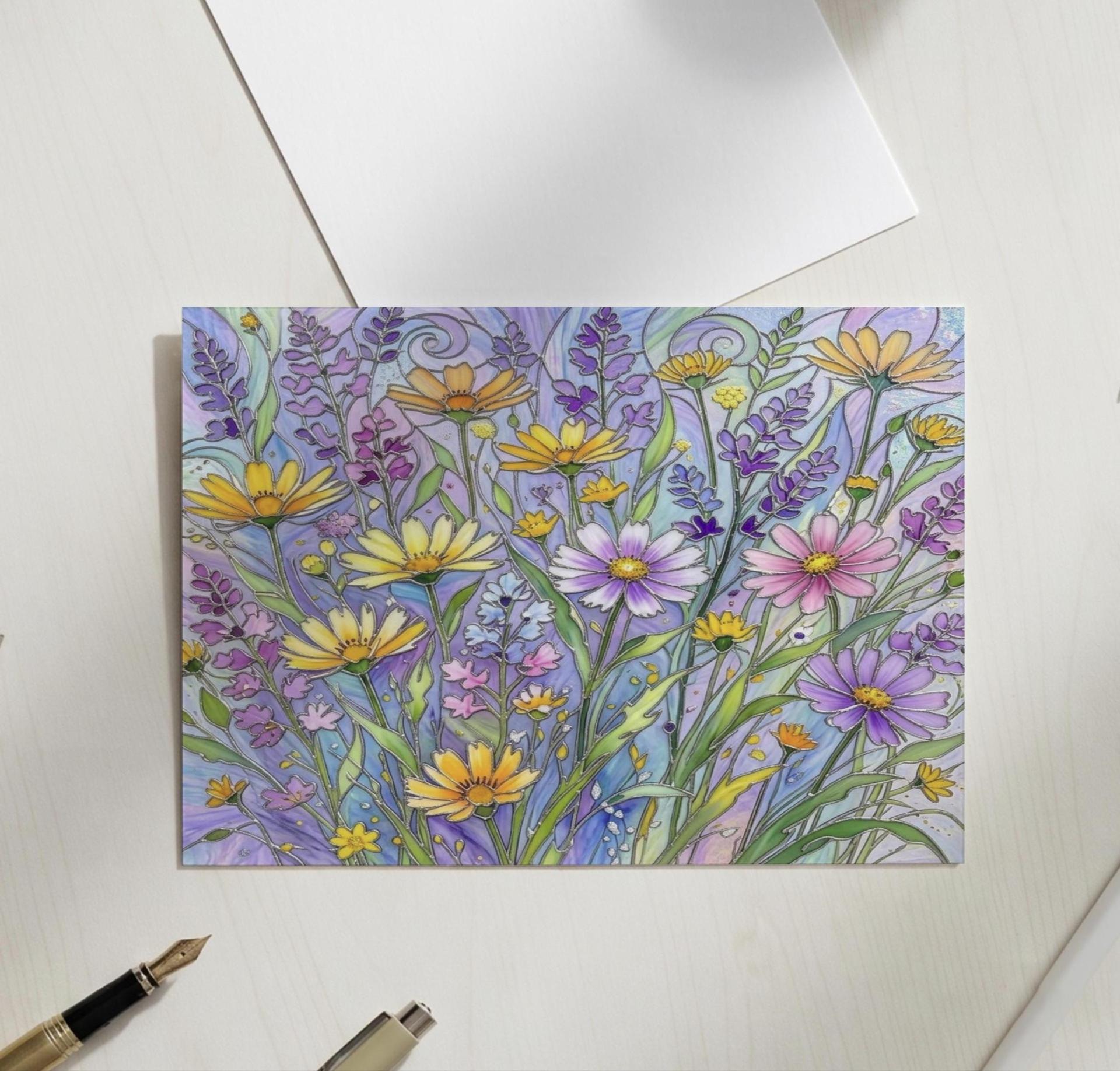 Flowers - Original Art Card - Single Card or Bulk 10 Pack of Gift Cards