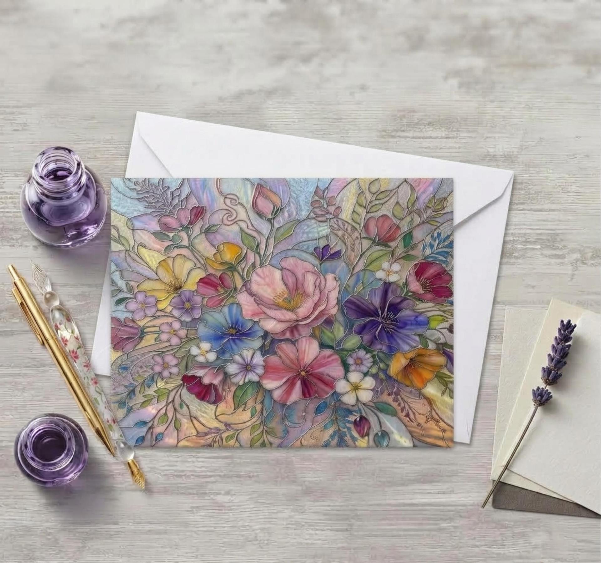 Flowers - Original Art Card - Single Card or Bulk 10 Pack of Gift Cards