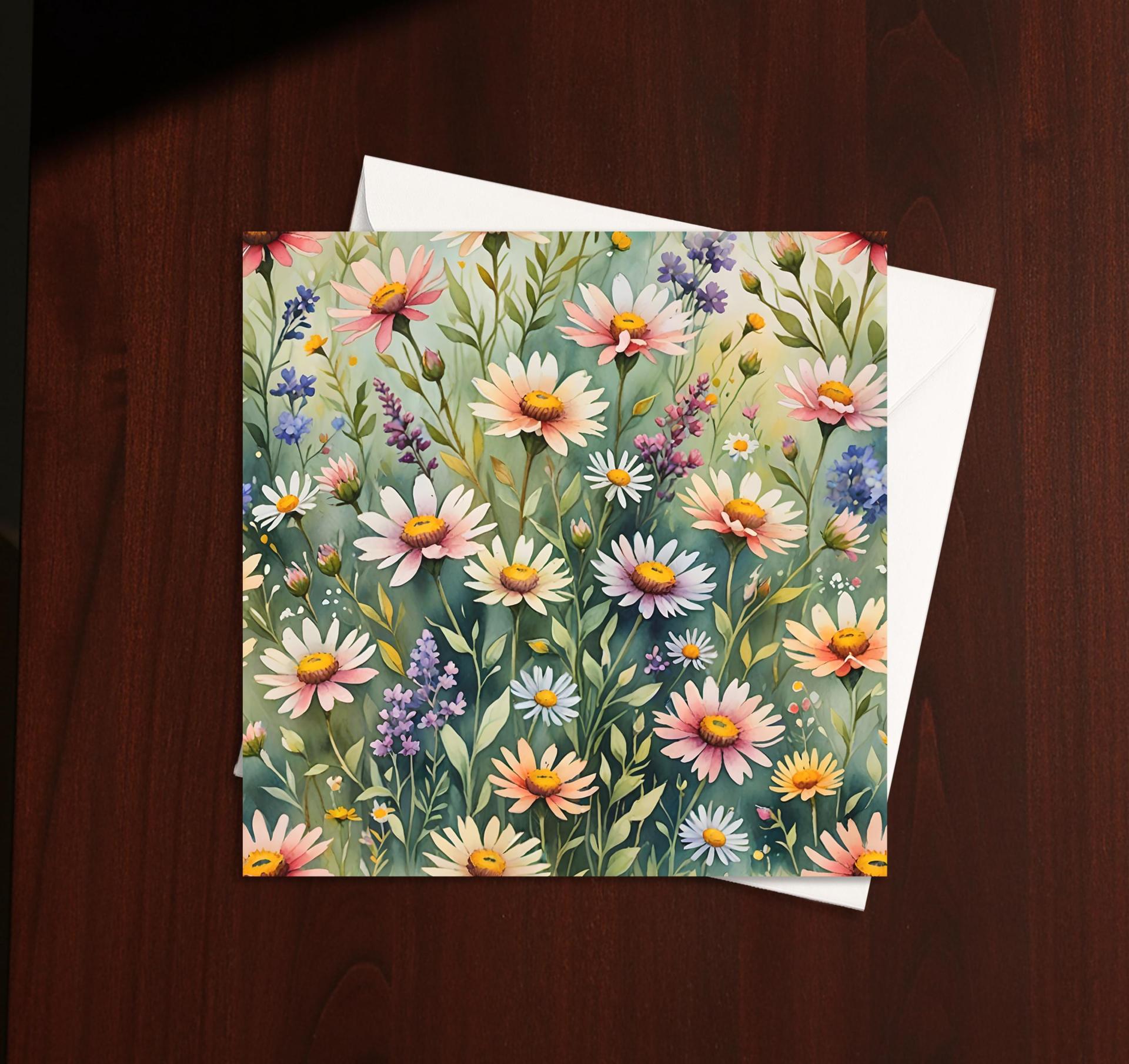 Set of 3 Watercolor Floral Greeting Cards, Blank Inside, Multiple Sizes