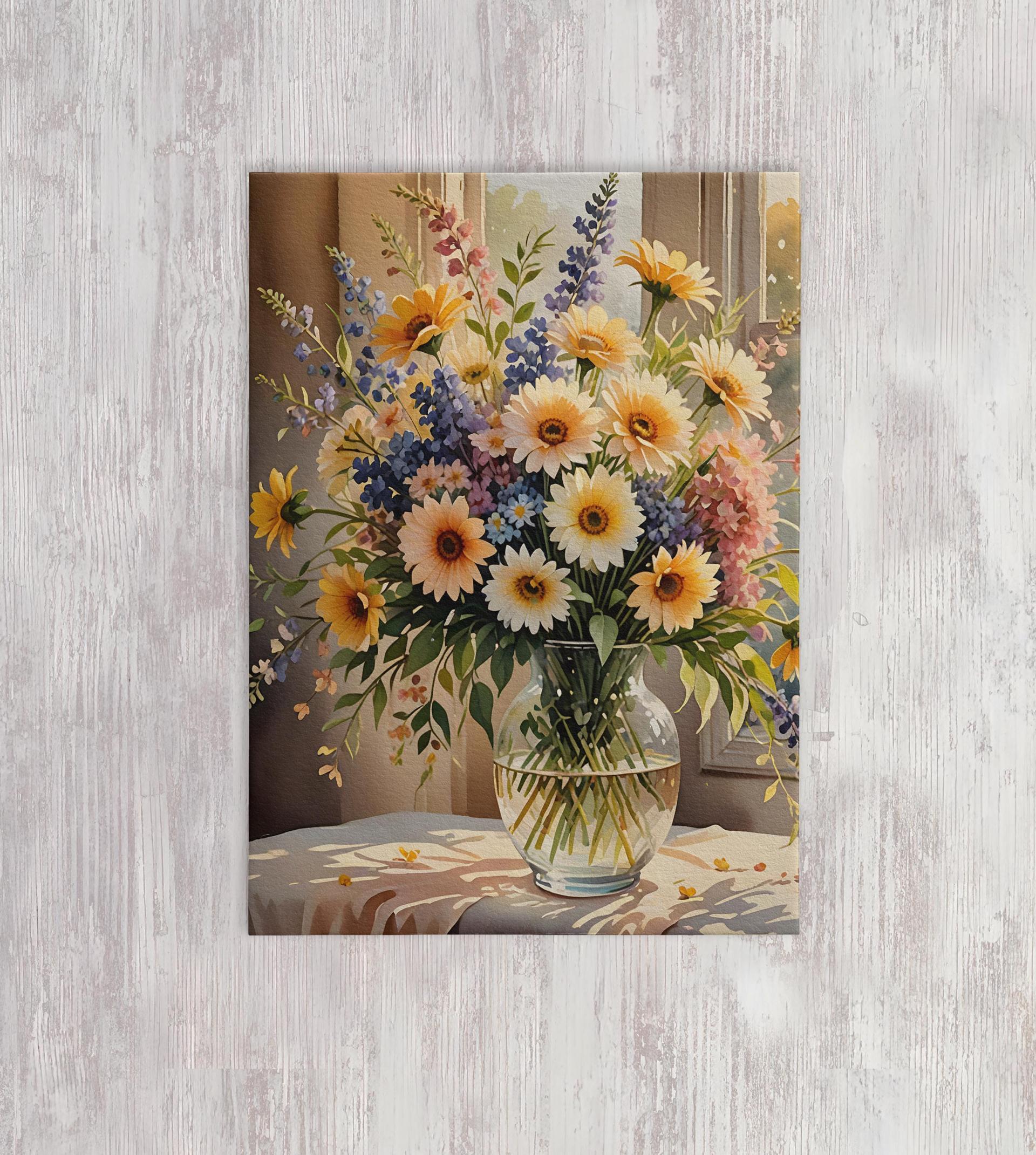 Flowers - Original Art Card - Single Card or Bulk 10 Pack of Gift Cards