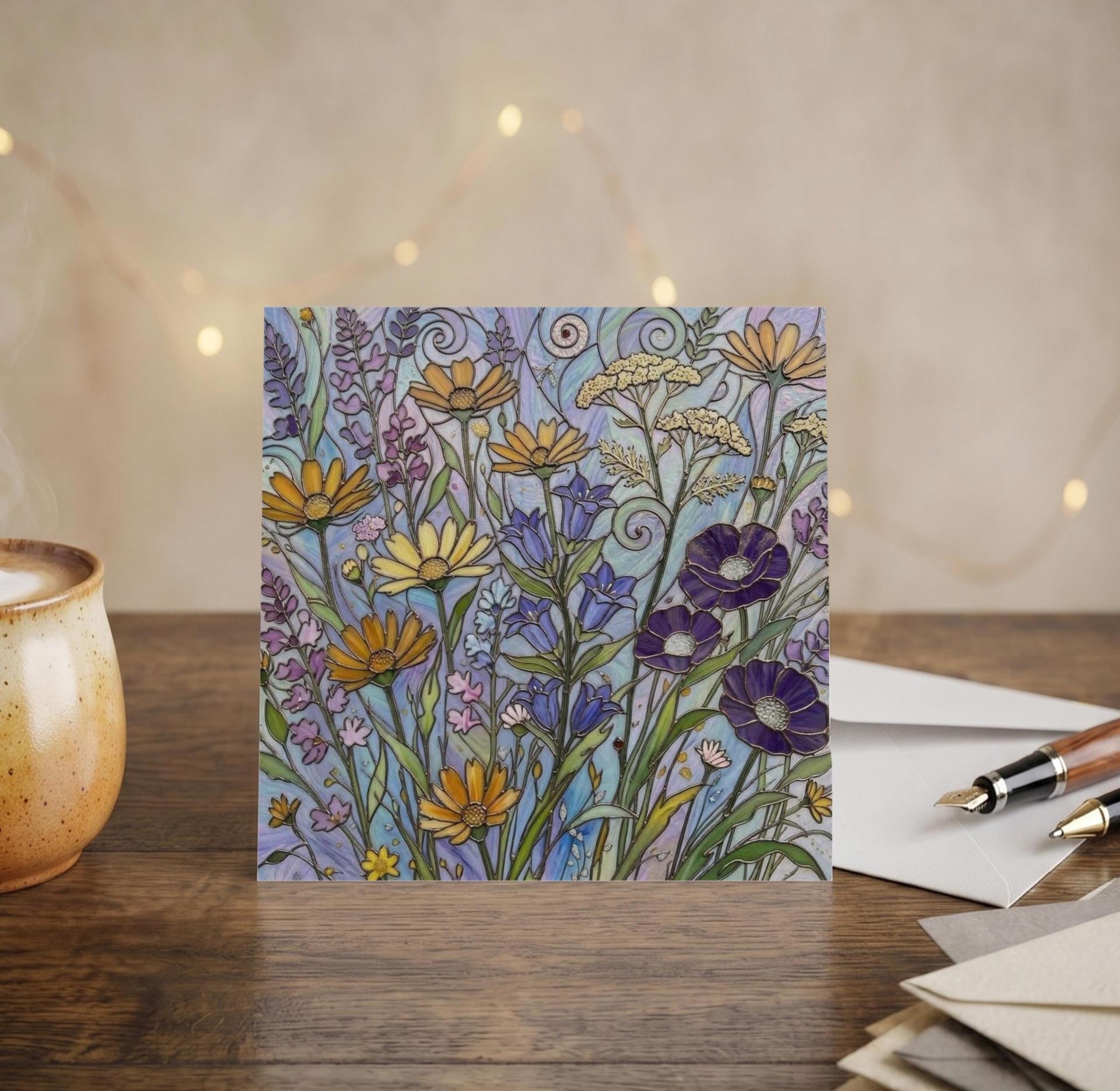 Flowers - Original Art Card - Single Card or Bulk 10 Pack of Gift Cards
