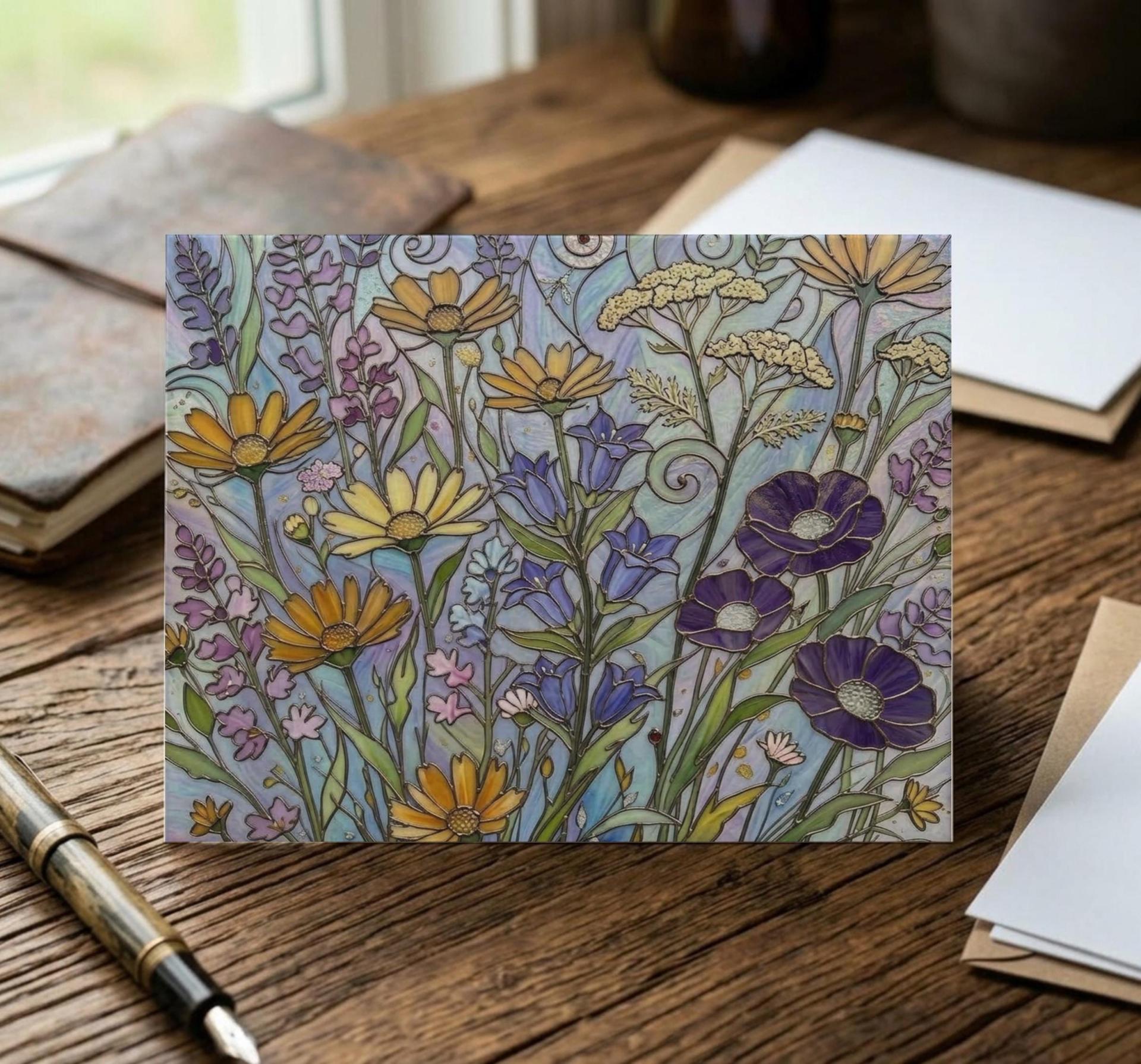 Flowers - Original Art Card - Single Card or Bulk 10 Pack of Gift Cards