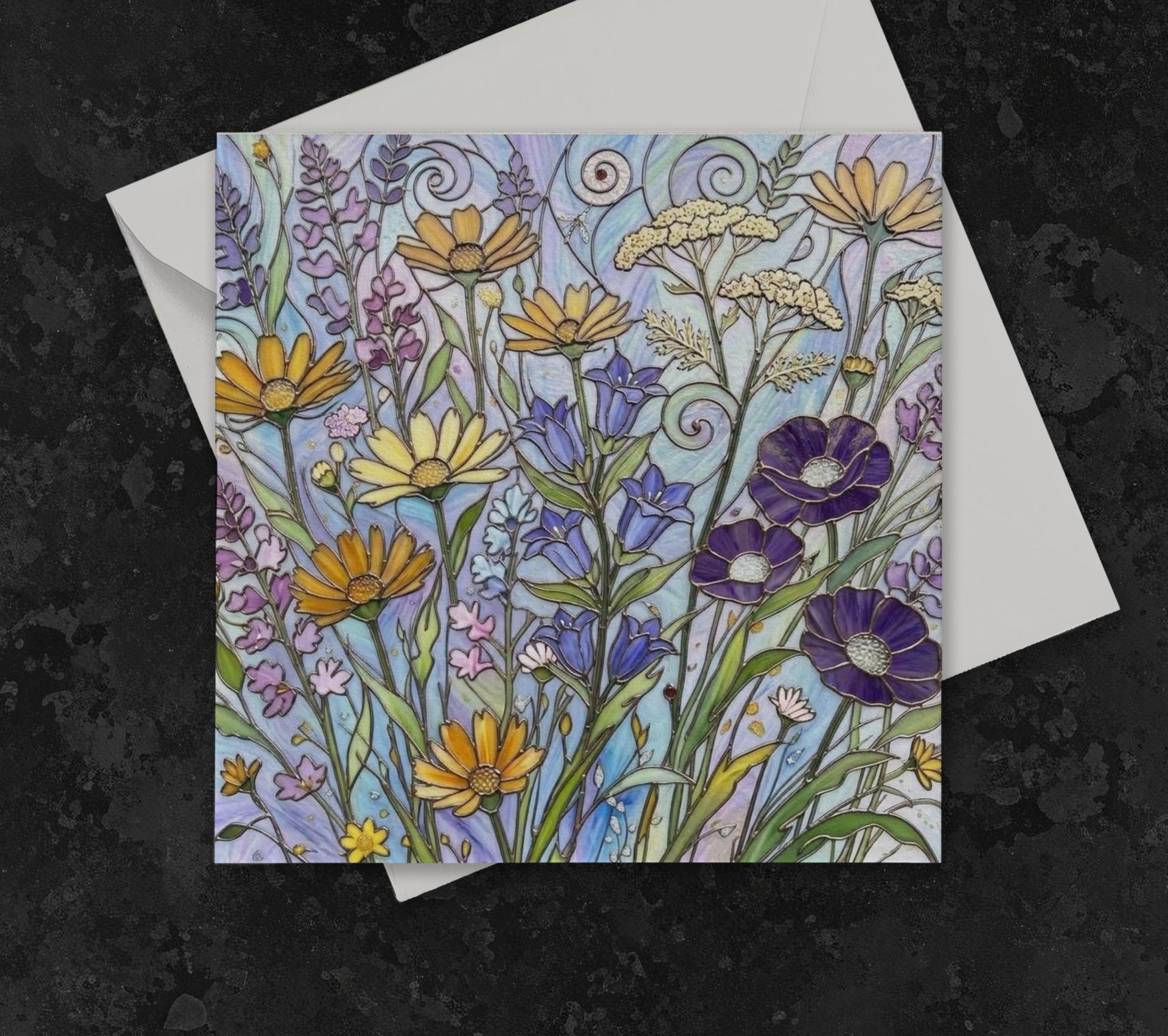 Flowers - Original Art Card - Single Card or Bulk 10 Pack of Gift Cards