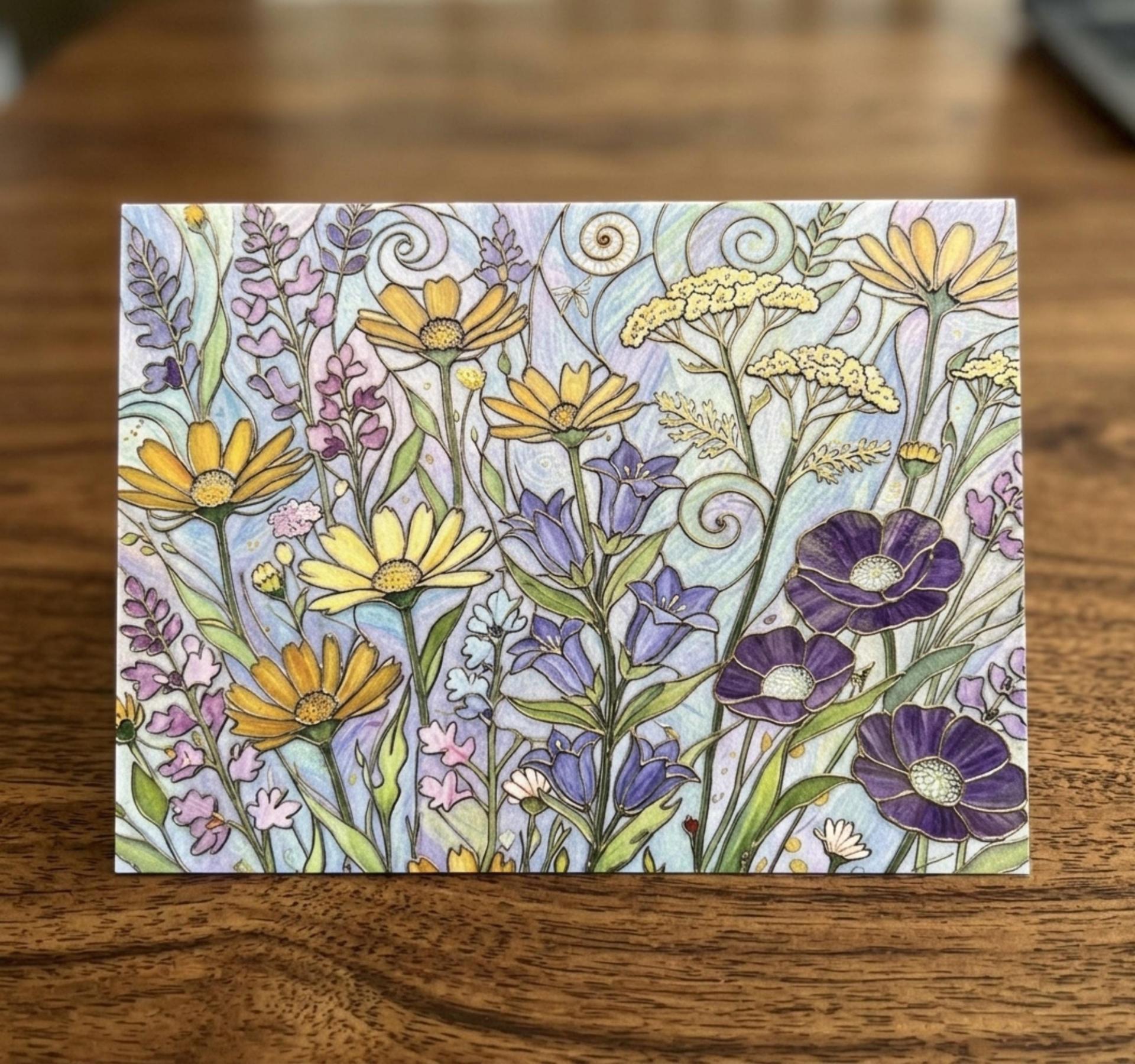 Flowers - Original Art Card - Single Card or Bulk 10 Pack of Gift Cards