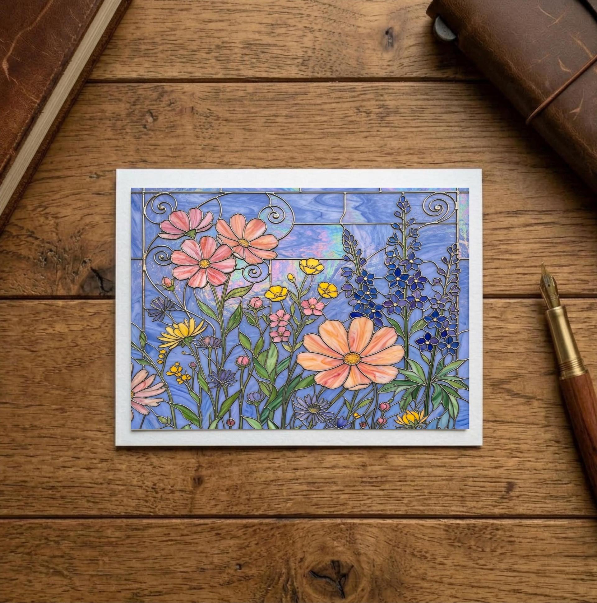 Flowers - Original Art Card - Single Card or Bulk 10 Pack of Gift Cards