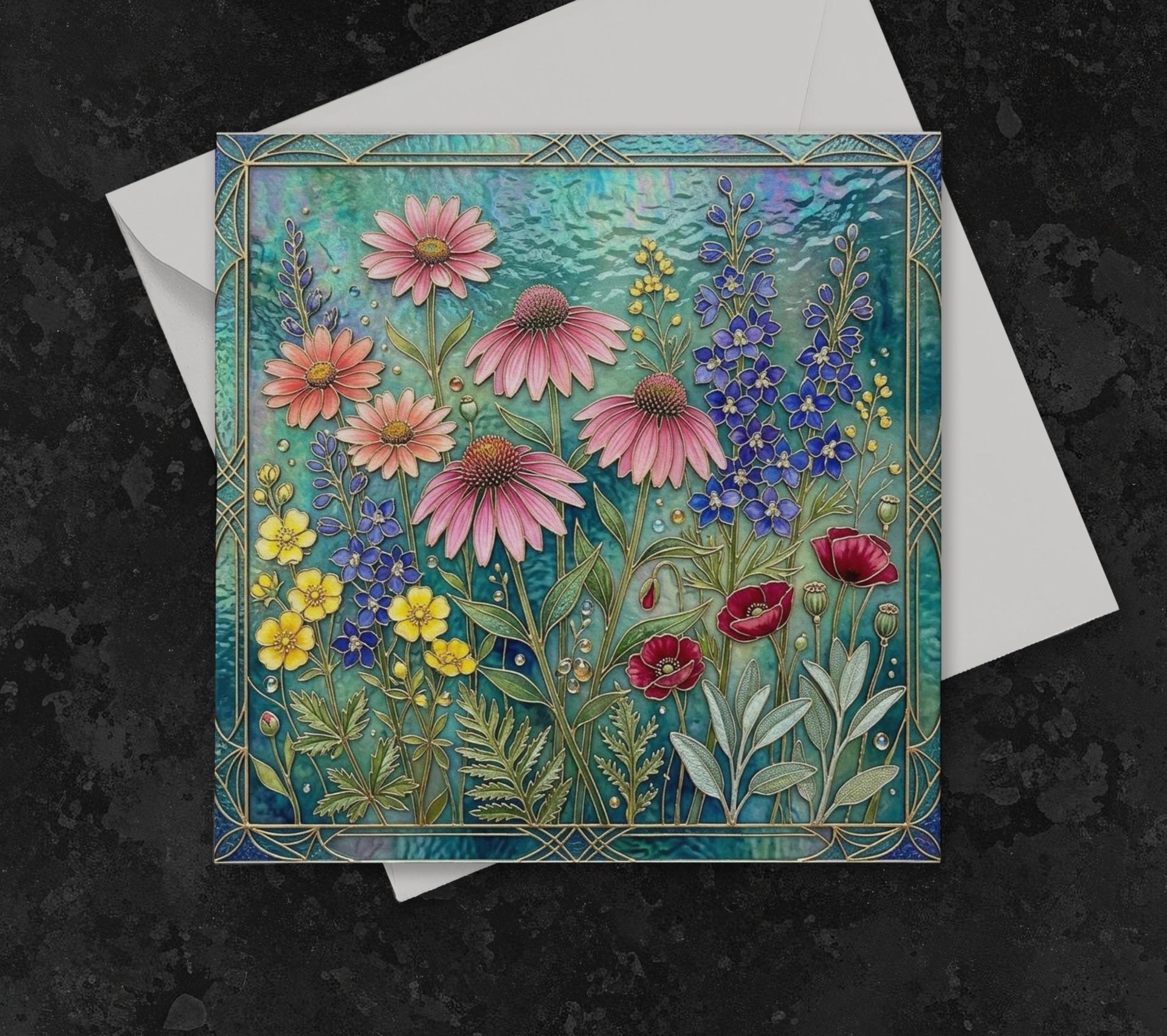 Flowers - Original Art Card - Single Card or Bulk 10 Pack of Gift Cards