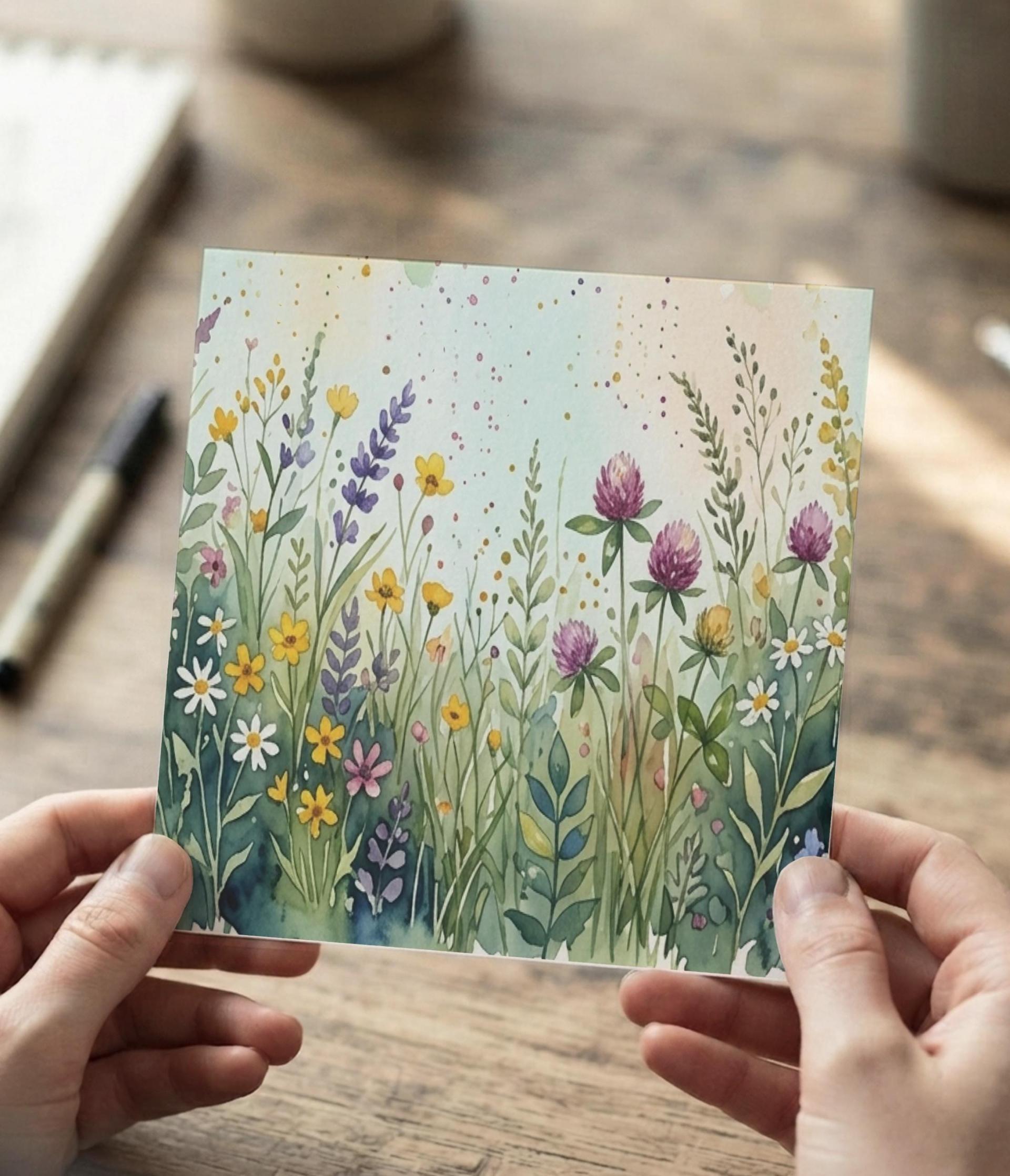Flowers - Original Art Card - Single Card or Bulk 10 Pack of Gift Cards