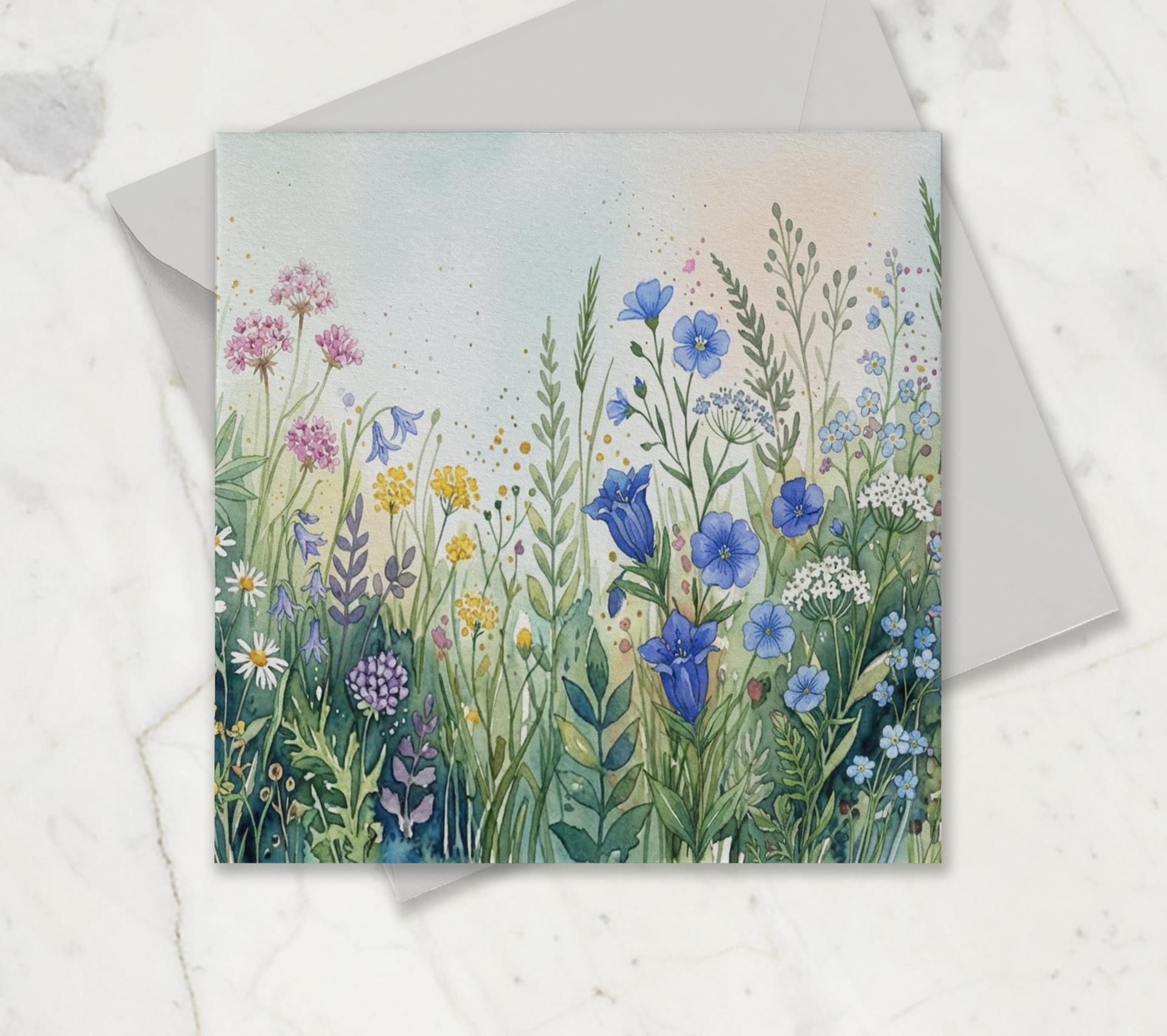 Flowers - Original Art Card - Single Card or Bulk 10 Pack of Gift Cards