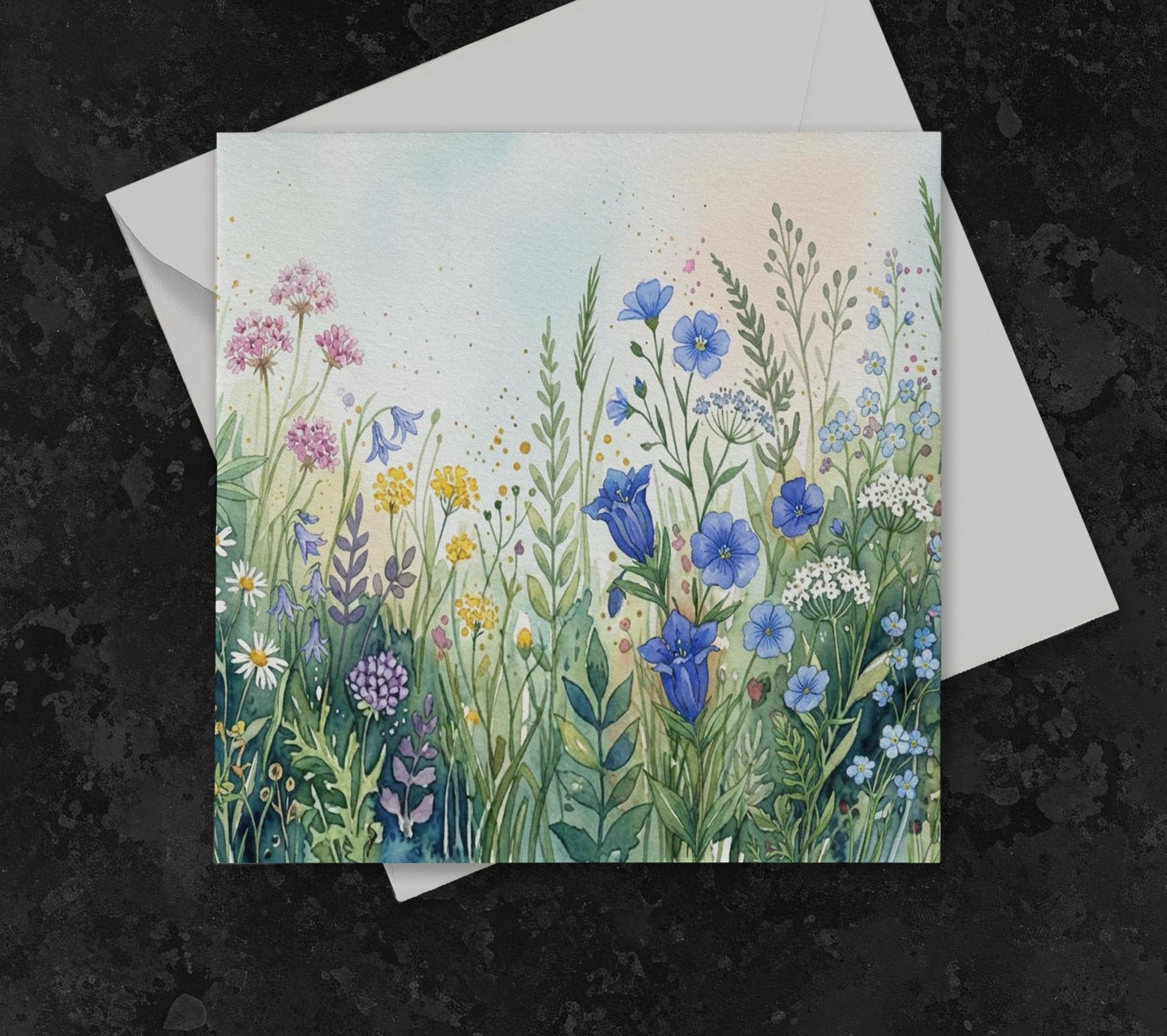 Flowers - Original Art Card - Single Card or Bulk 10 Pack of Gift Cards