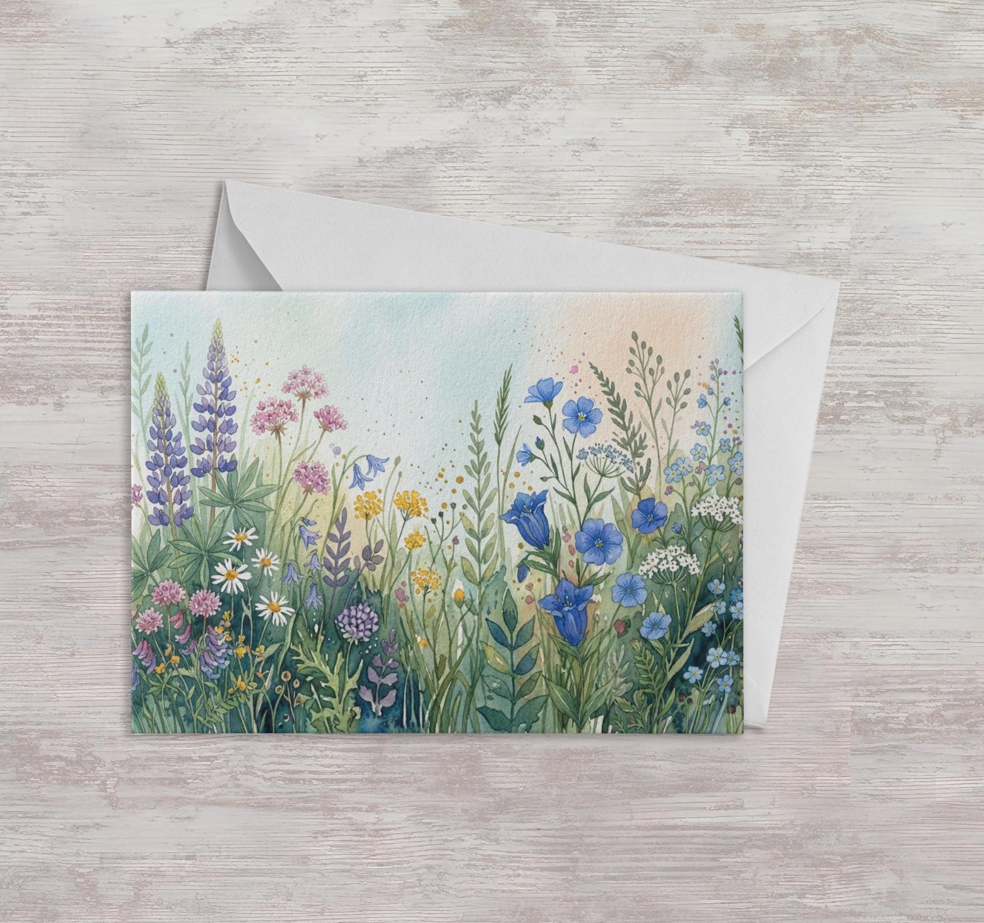 Flowers - Original Art Card - Single Card or Bulk 10 Pack of Gift Cards