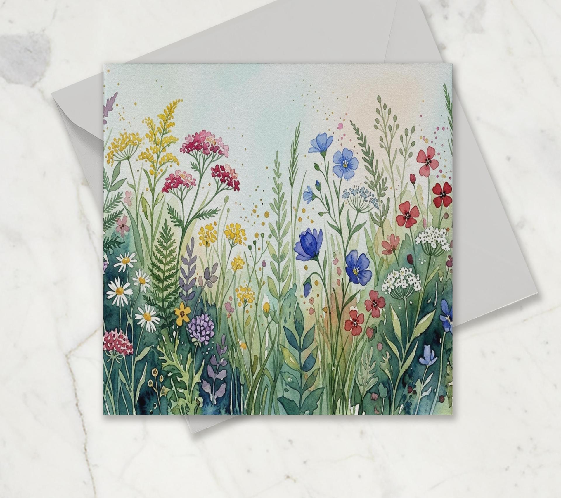 Flowers - Original Art Card - Single Card or Bulk 10 Pack of Gift Cards