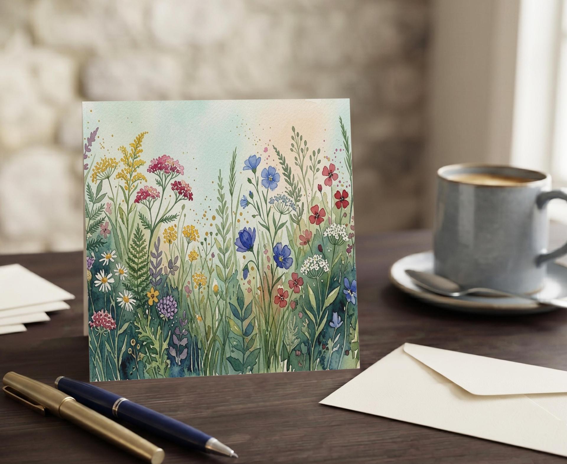 Flowers - Original Art Card - Single Card or Bulk 10 Pack of Gift Cards