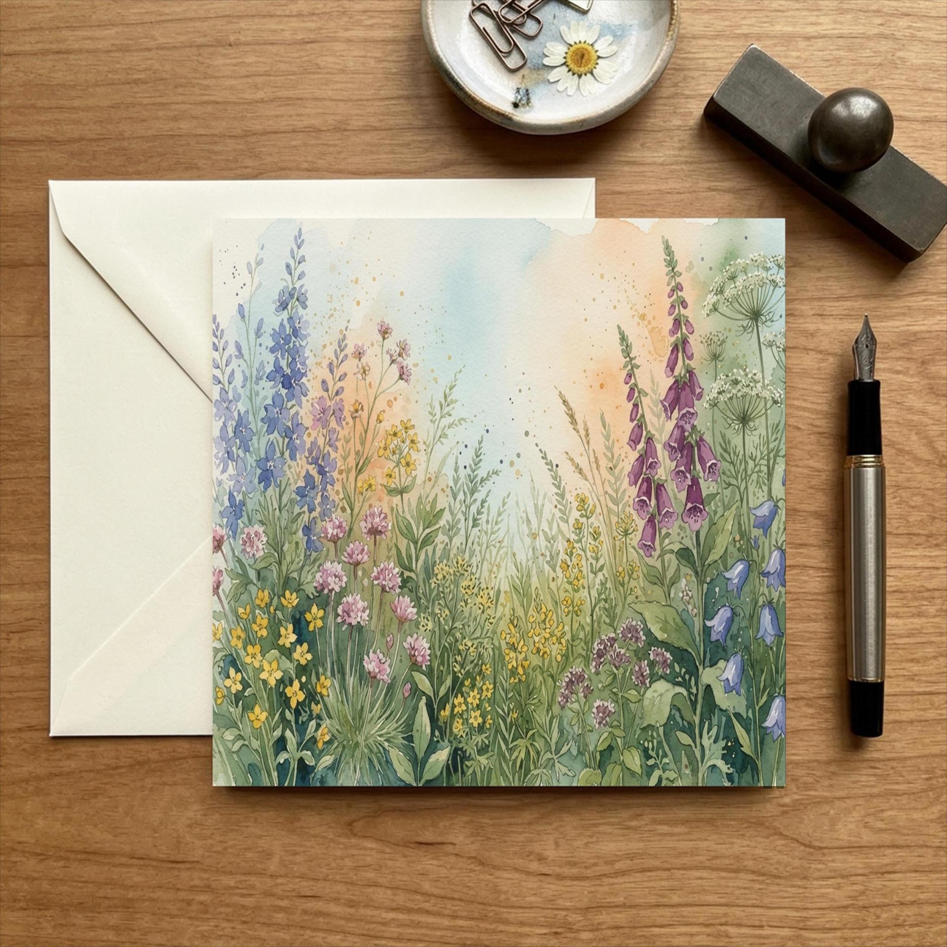 Flowers - Original Art Card - Single Card or Bulk 10 Pack of Gift Cards