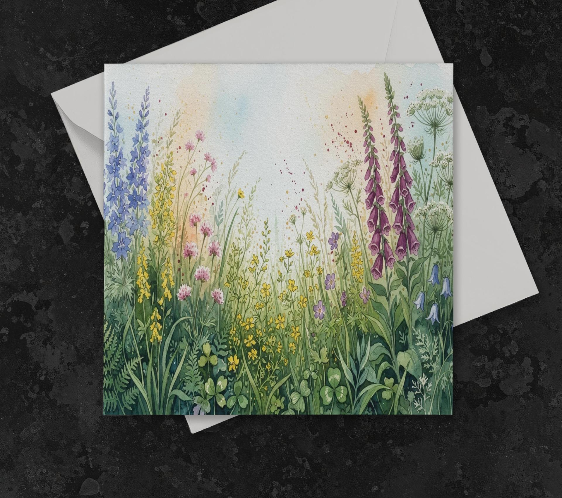 Flowers - Original Art Card - Single Card or Bulk 10 Pack of Gift Cards