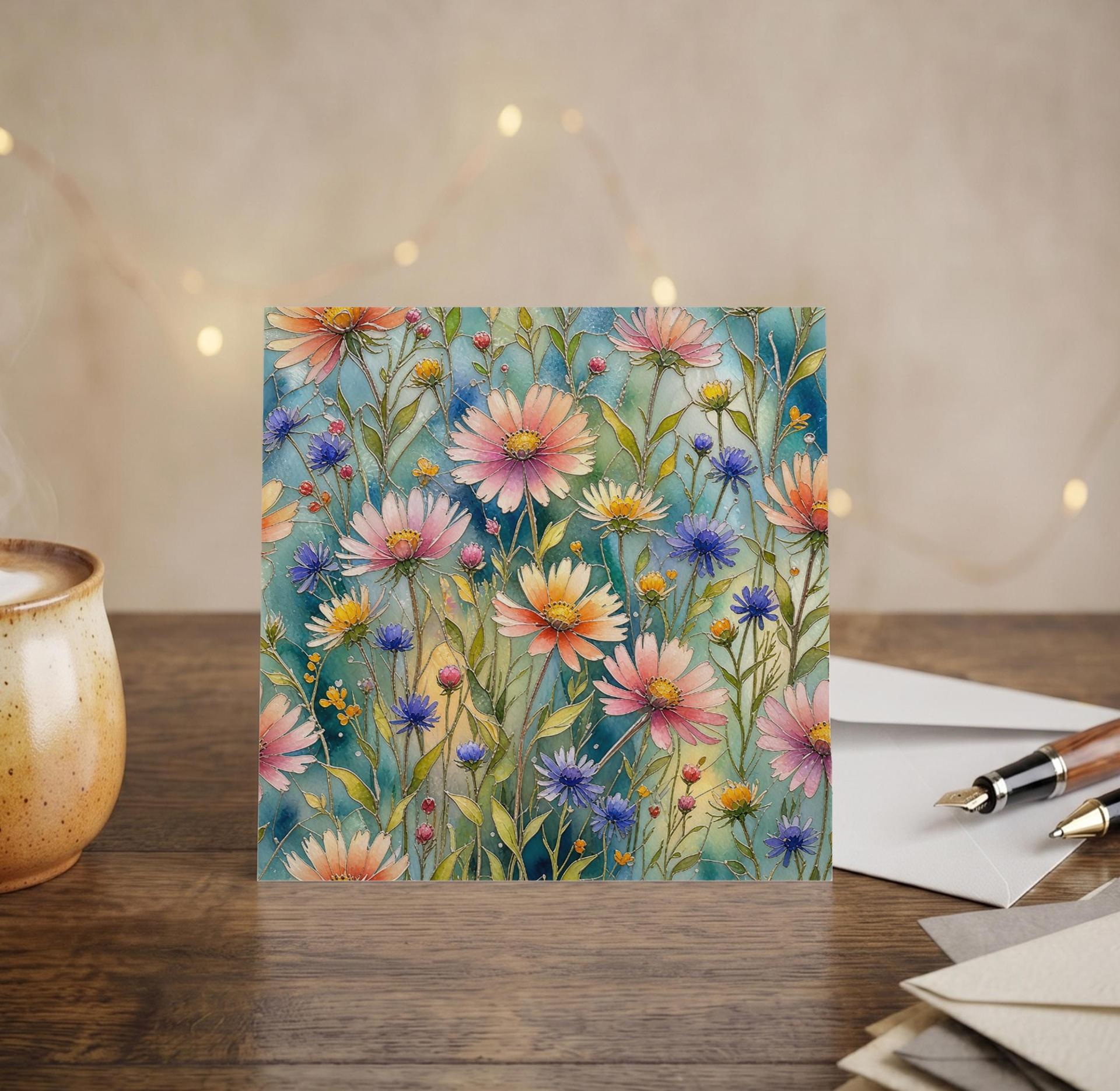 Flowers - Original Art Card - Single Card or Bulk 10 Pack of Gift Cards