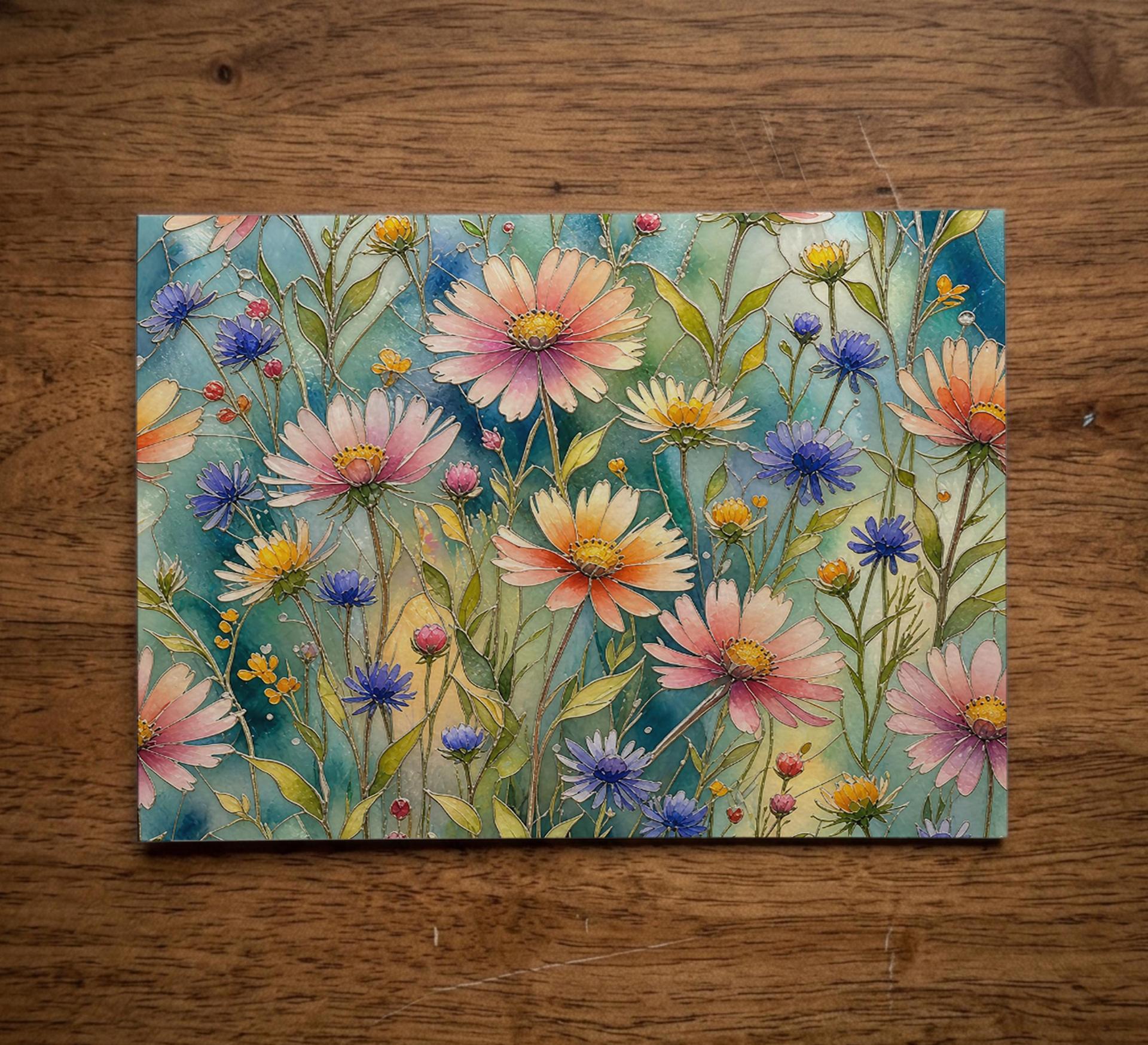 Flowers - Original Art Card - Single Card or Bulk 10 Pack of Gift Cards