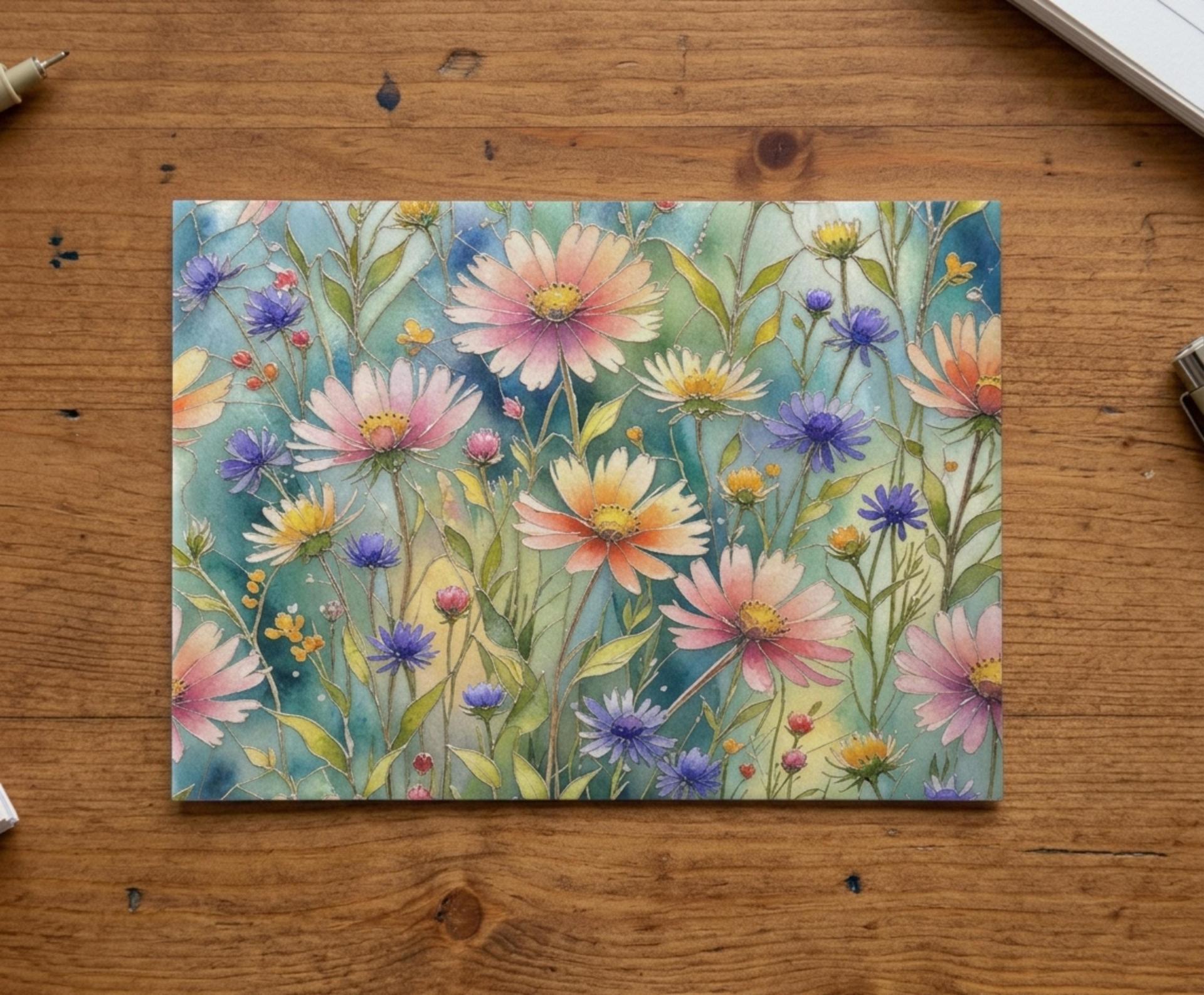 Flowers - Original Art Card - Single Card or Bulk 10 Pack of Gift Cards