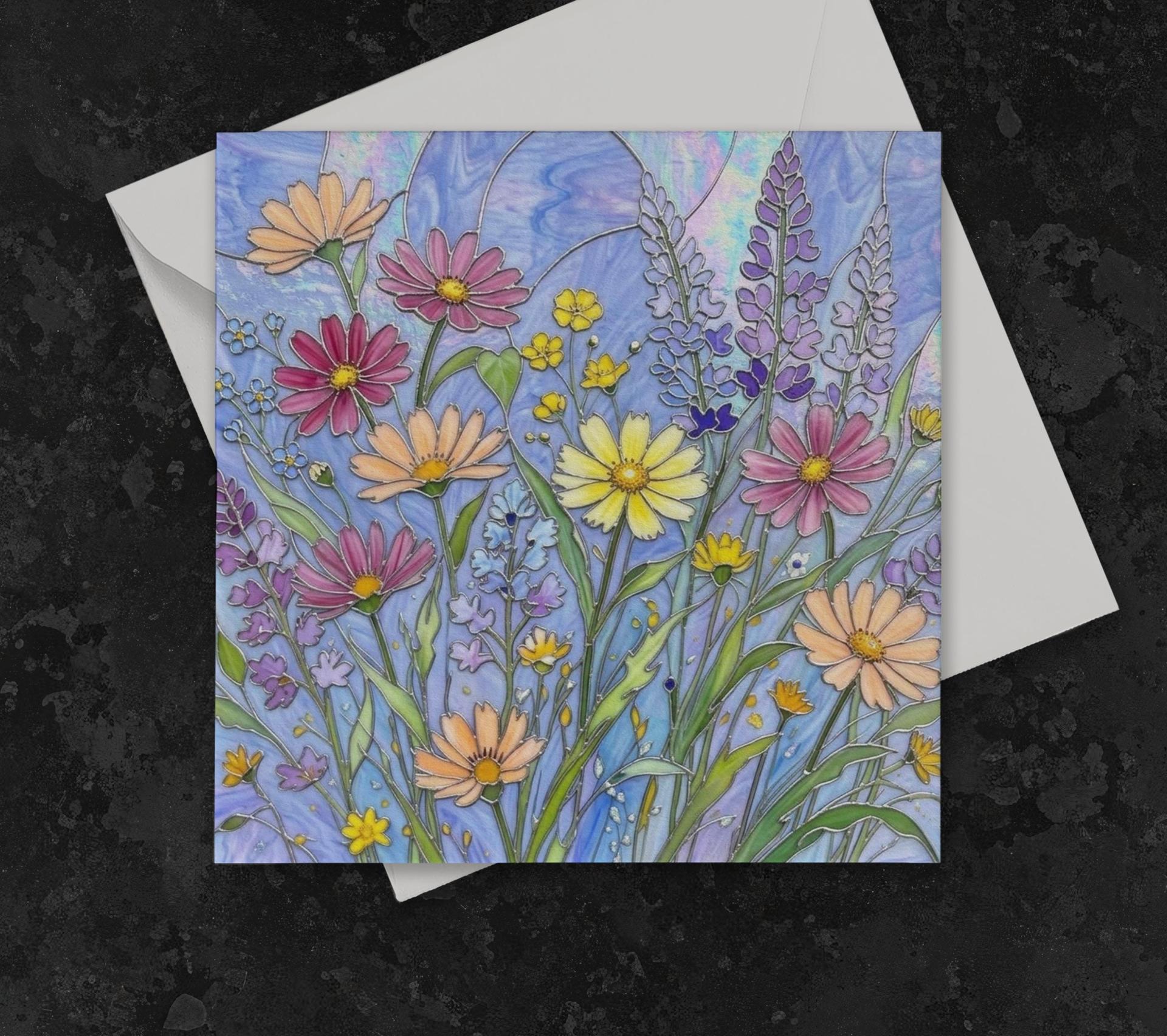 Flowers - Original Art Card - Single Card or Bulk 10 Pack of Gift Cards