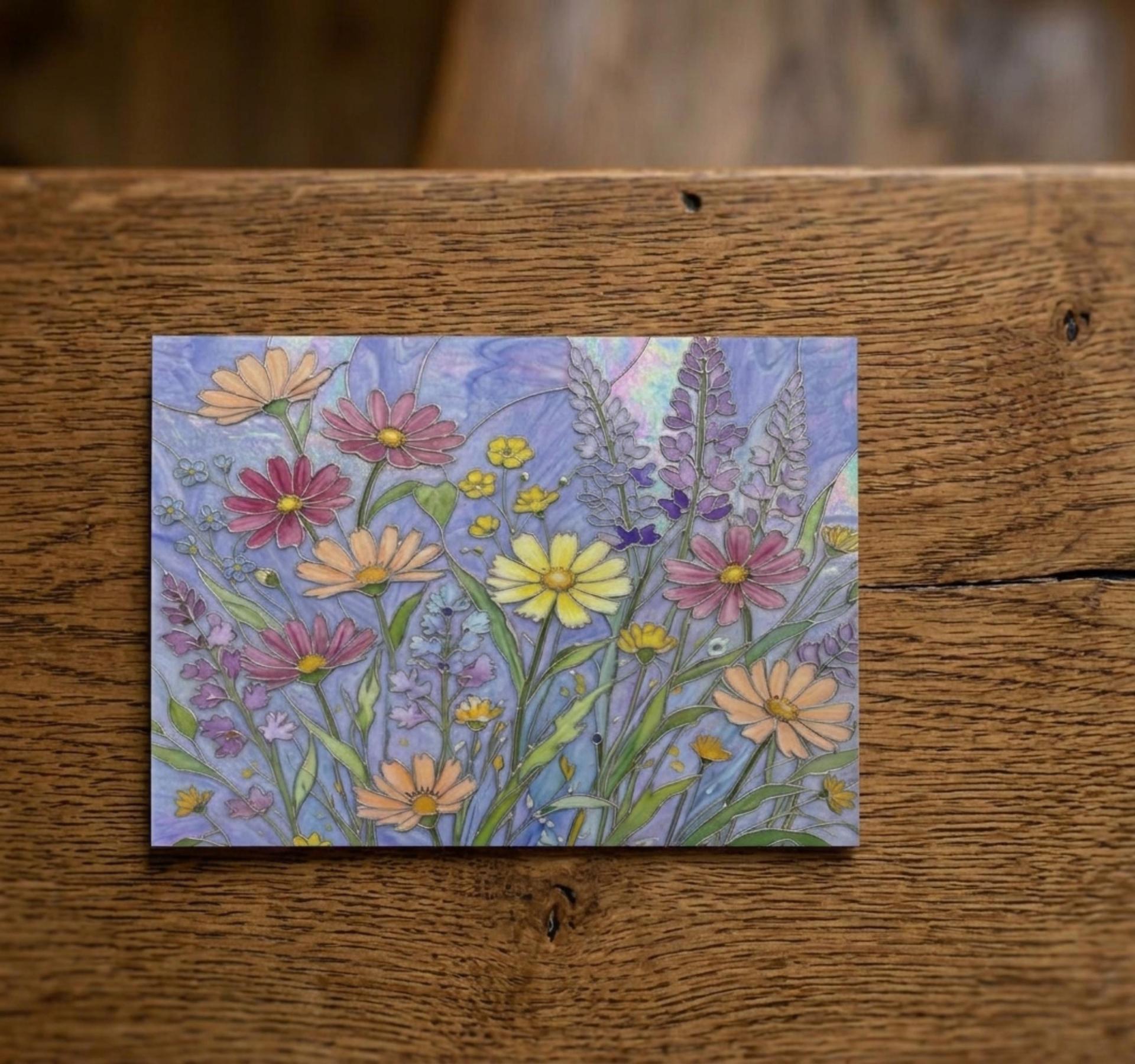 Flowers - Original Art Card - Single Card or Bulk 10 Pack of Gift Cards