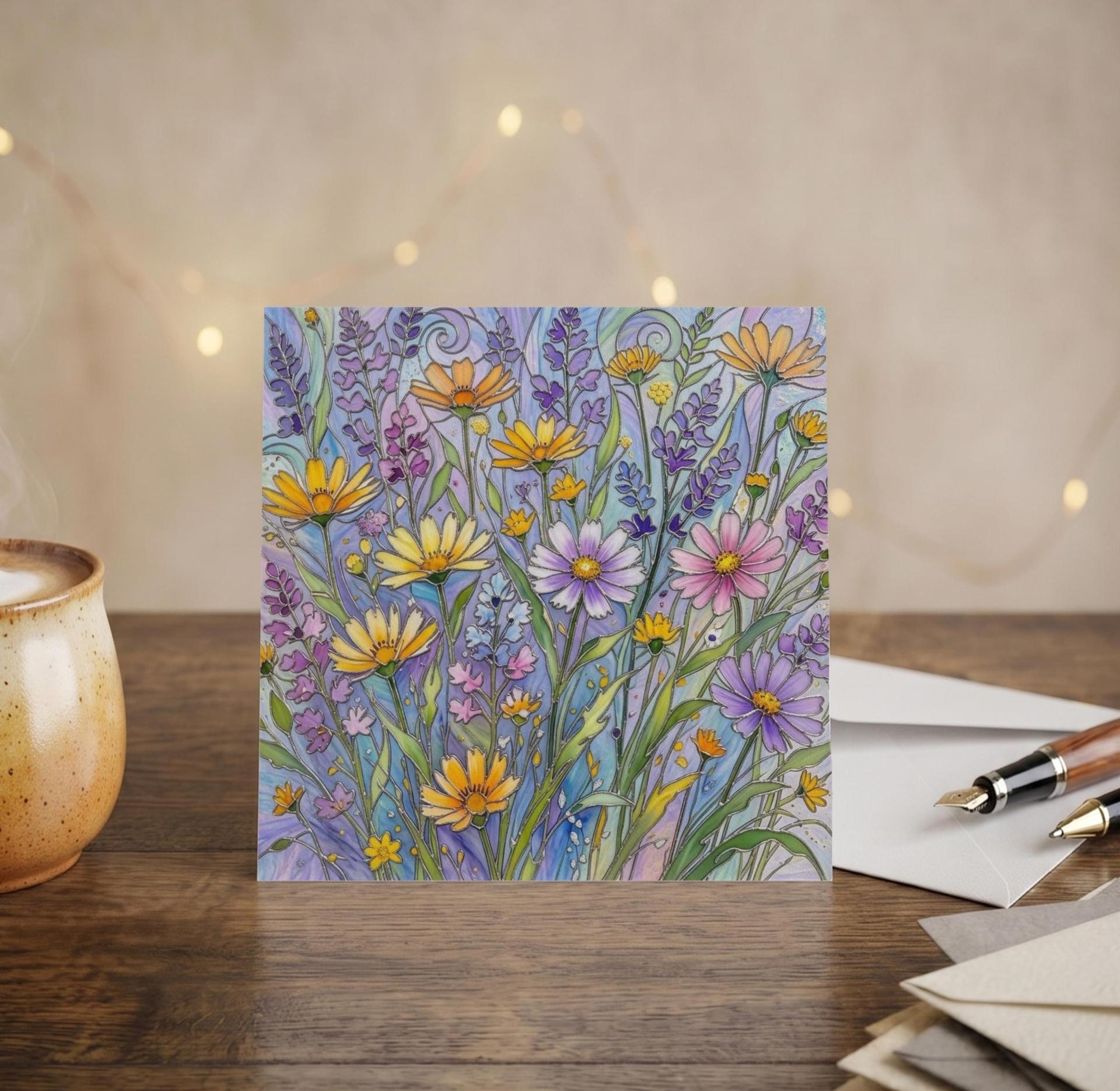 Flowers - Original Art Card - Single Card or Bulk 10 Pack of Gift Cards
