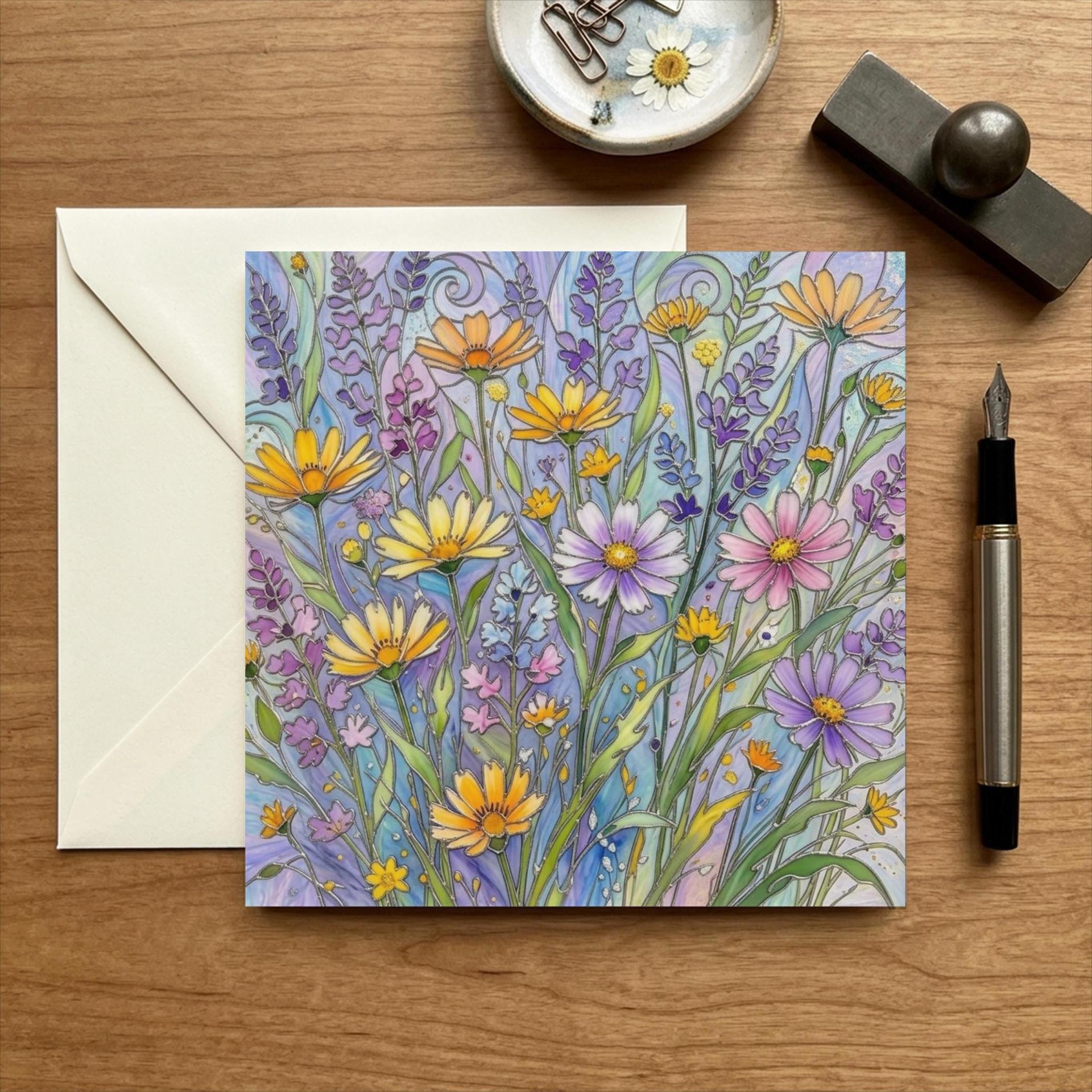 Flowers - Original Art Card - Single Card or Bulk 10 Pack of Gift Cards