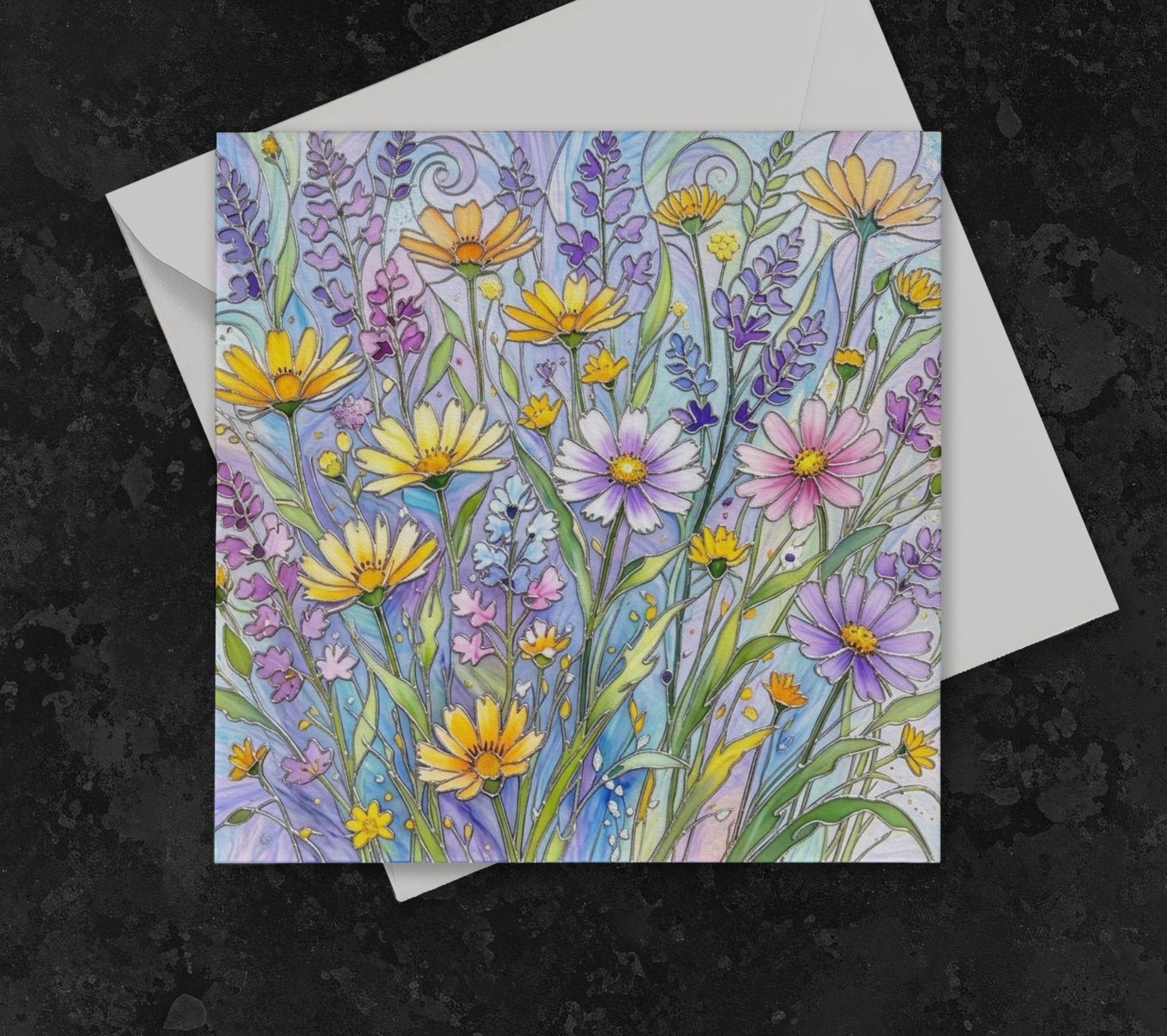 Flowers - Original Art Card - Single Card or Bulk 10 Pack of Gift Cards