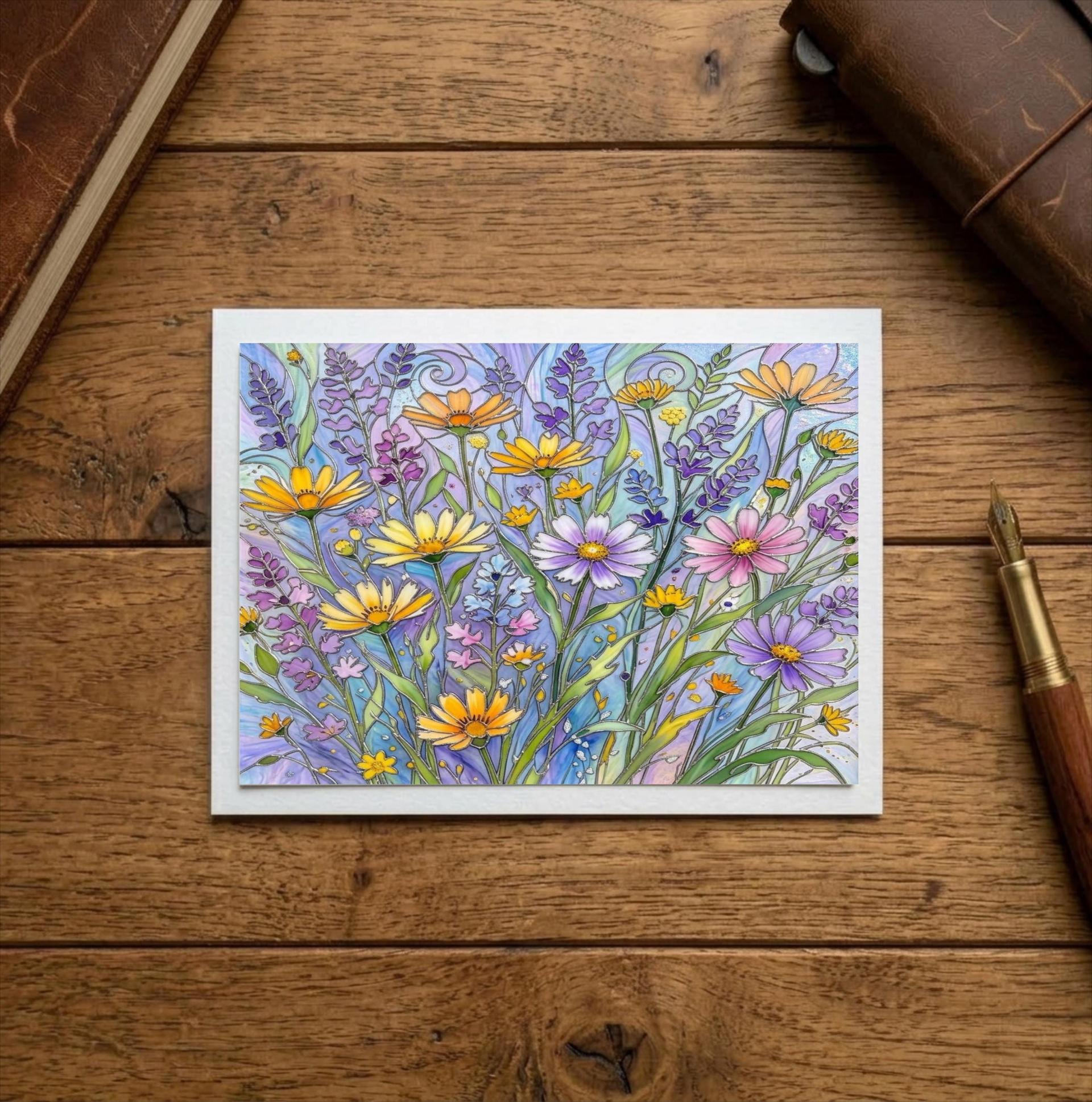 Flowers - Original Art Card - Single Card or Bulk 10 Pack of Gift Cards