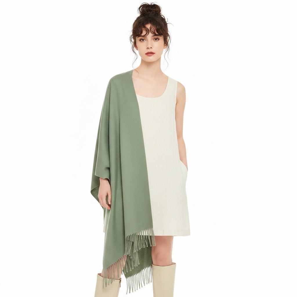 Sage Green Blanket Shawl - Thick Pashmina - Super Soft Wrap