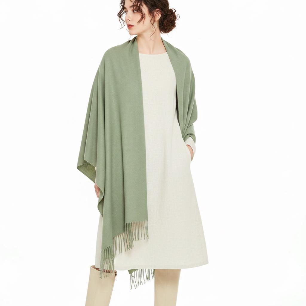 Sage Green Blanket Shawl - Thick Pashmina - Super Soft Wrap