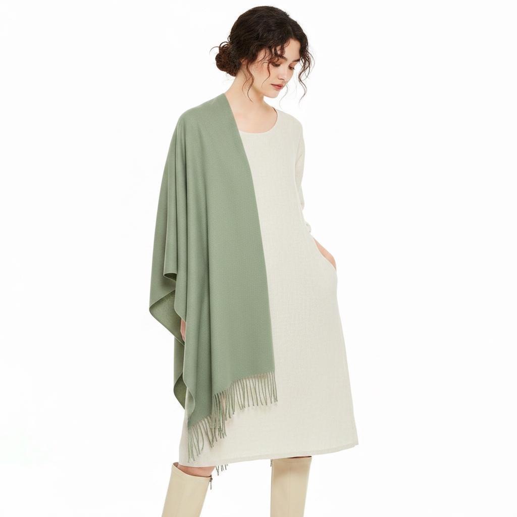 Sage Green Blanket Shawl - Thick Pashmina - Super Soft Wrap