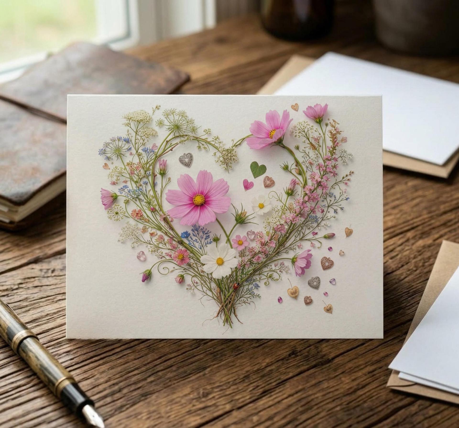 Flowers - Original Art Card - Single Card or Bulk 10 Pack of Gift Cards