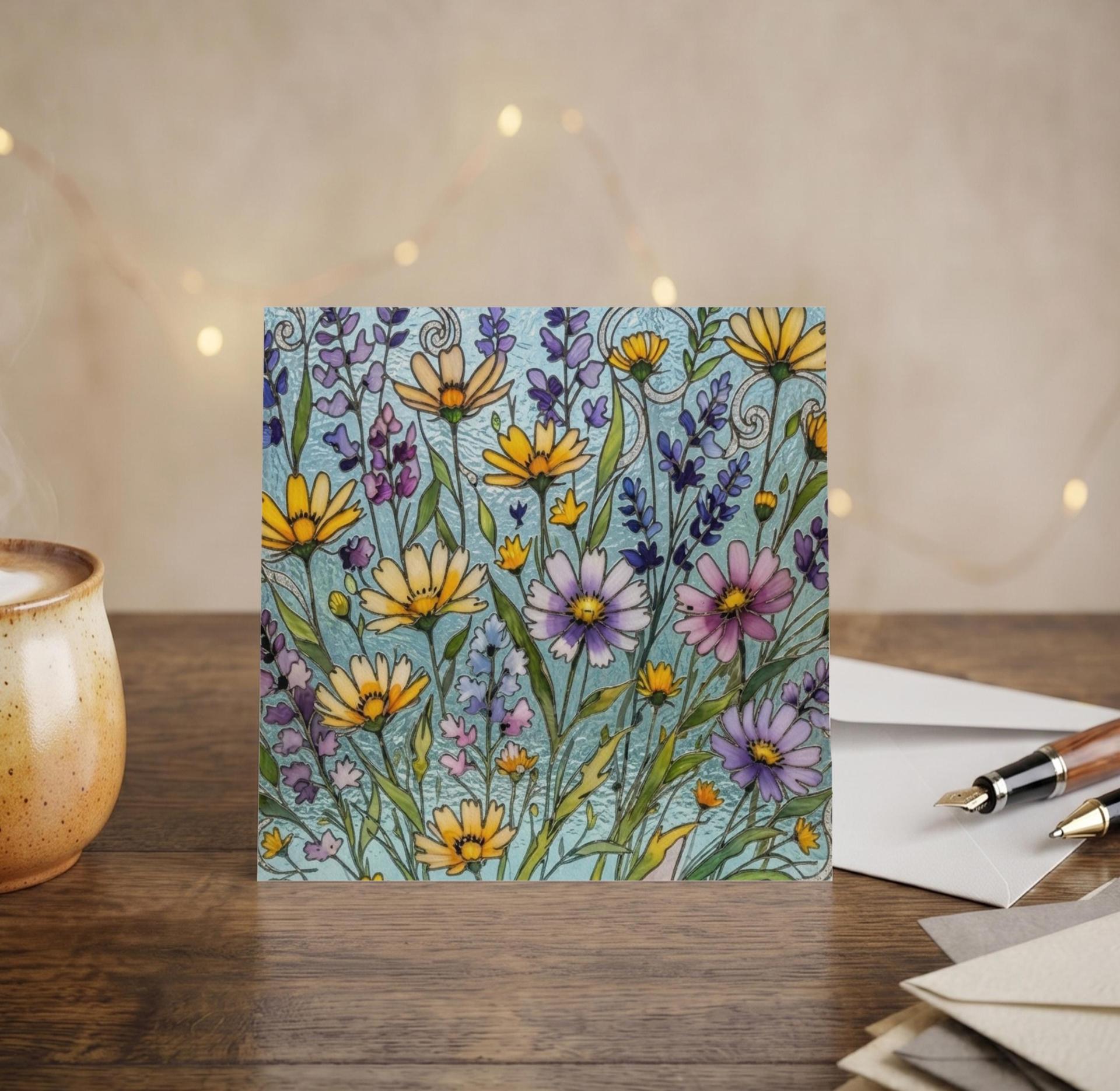 Flowers - Original Art Card - Single Card or Bulk 10 Pack of Gift Cards