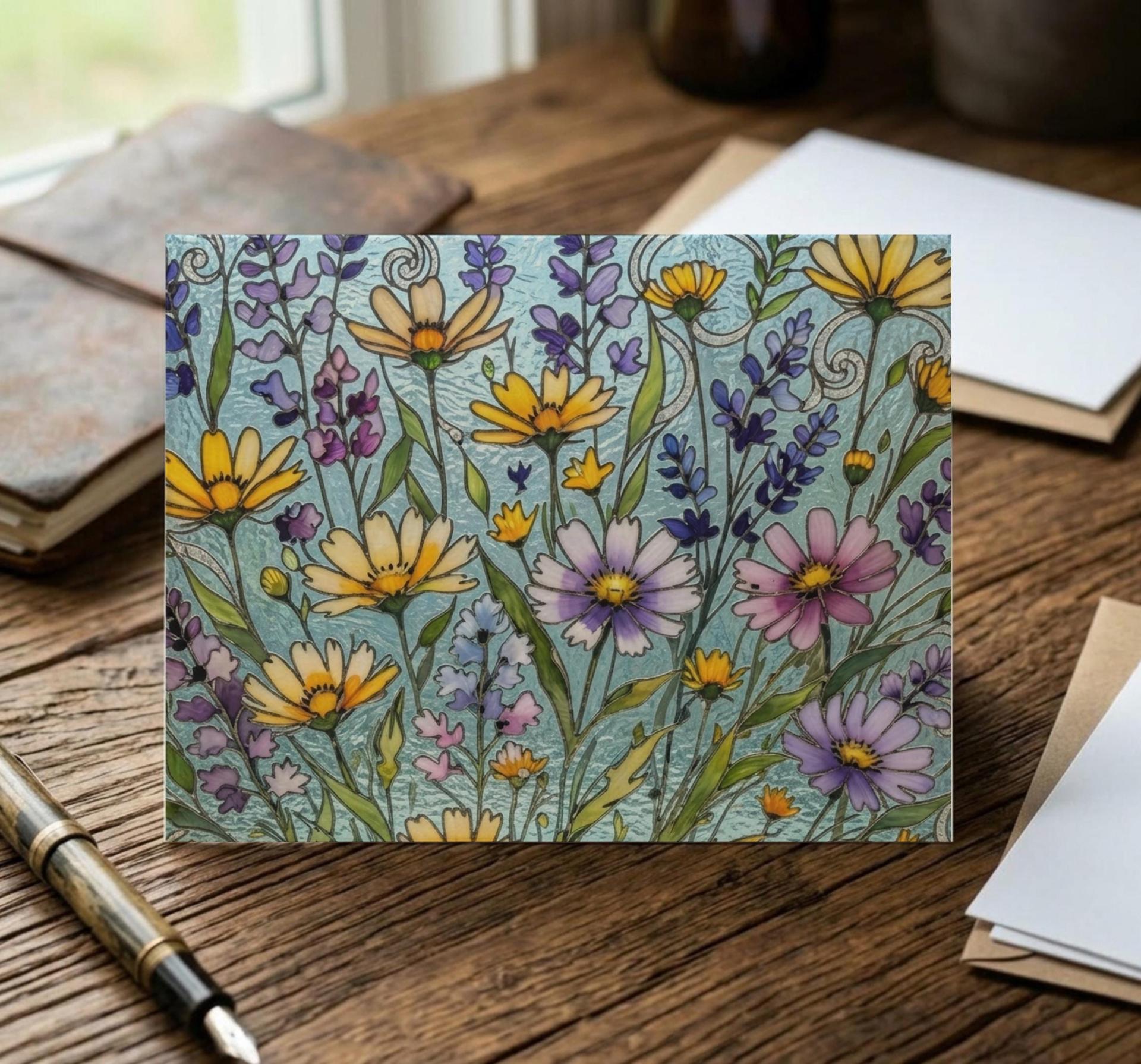 Flowers - Original Art Card - Single Card or Bulk 10 Pack of Gift Cards