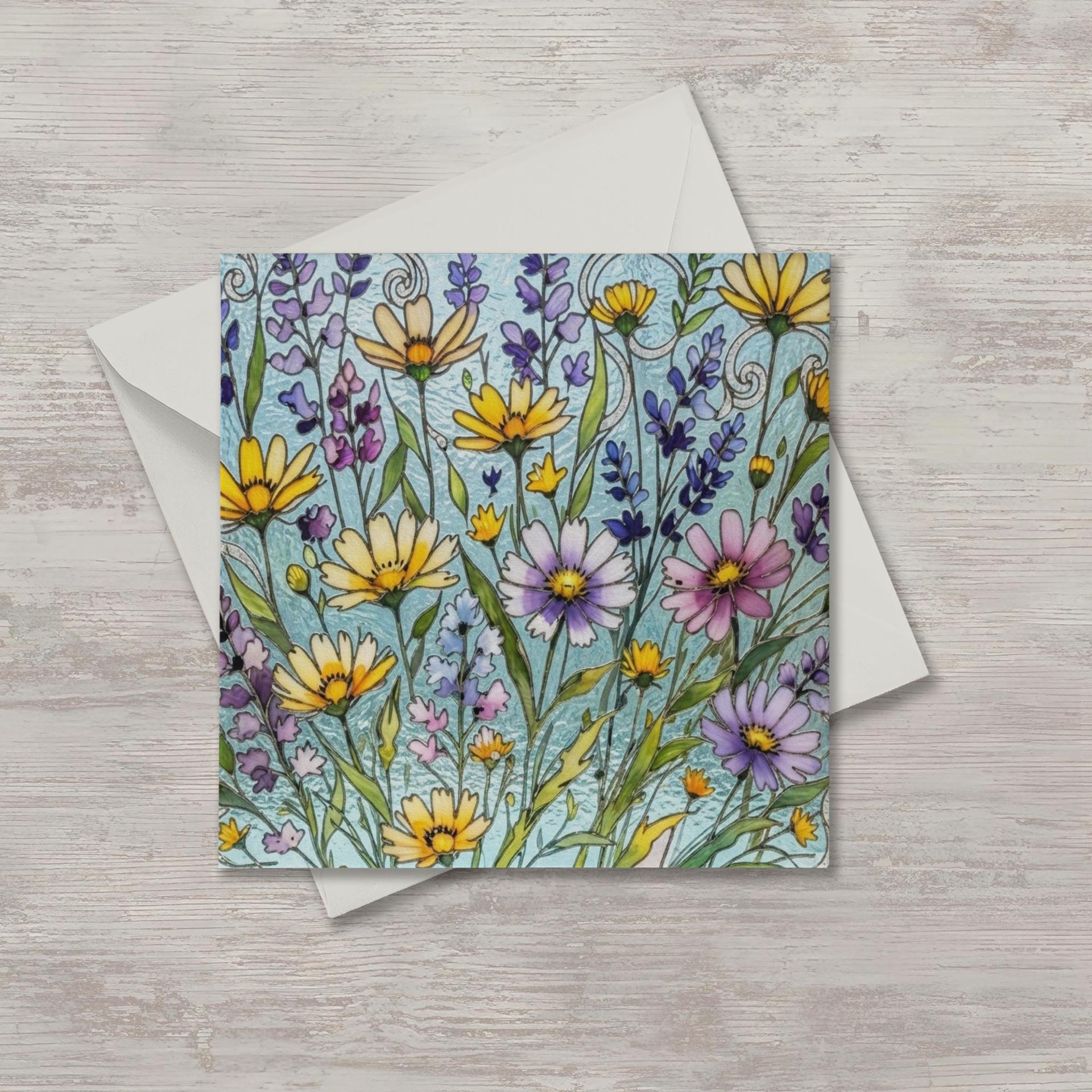 Flowers - Original Art Card - Single Card or Bulk 10 Pack of Gift Cards