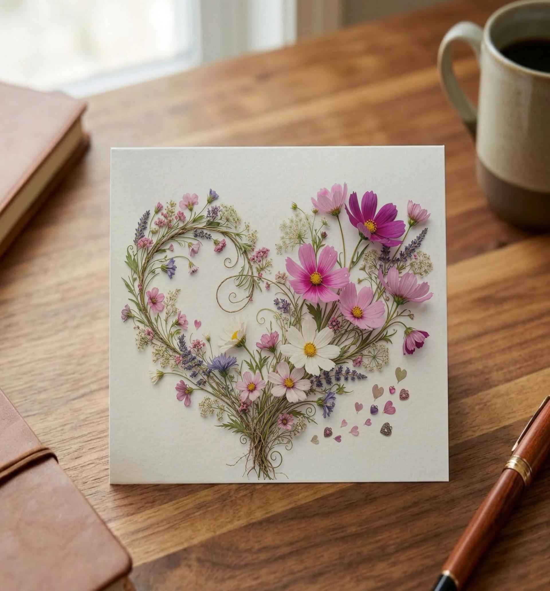 Flowers - Original Art Card - Single Card or Bulk 10 Pack of Gift Cards