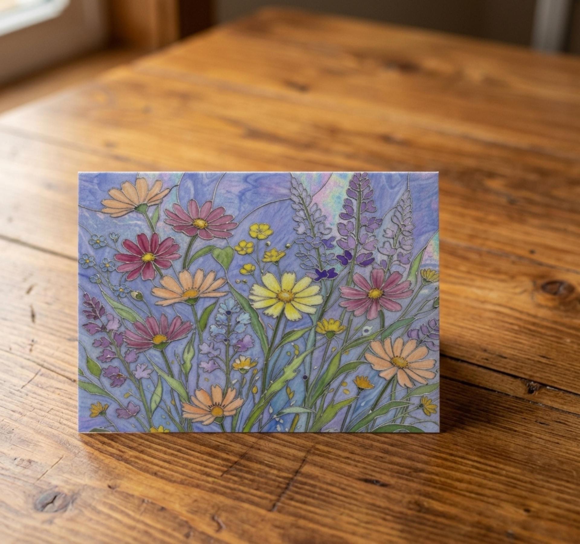 Flowers - Original Art Card - Single Card or Bulk 10 Pack of Gift Cards