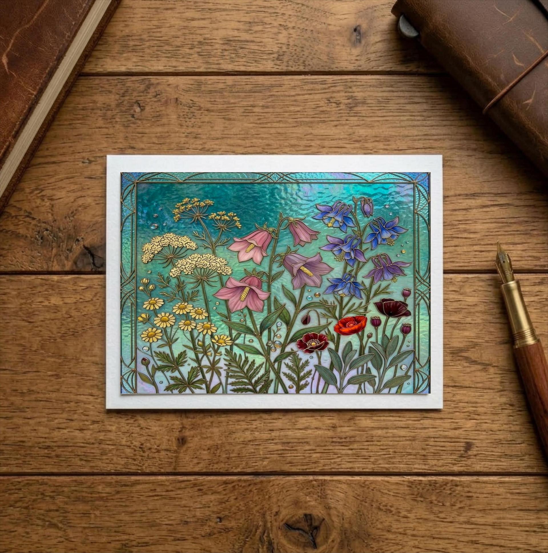 Flowers - Original Art Card - Single Card or Bulk 10 Pack of Gift Cards