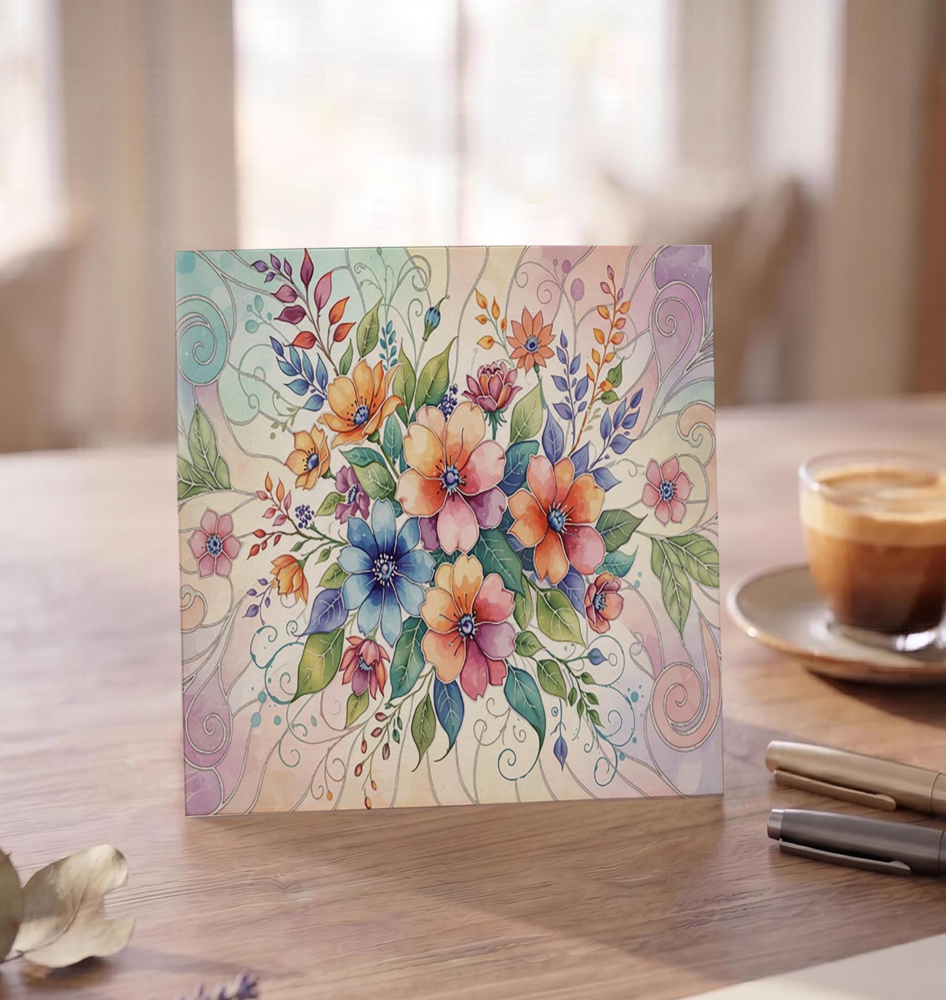 Flowers - Original Art Card - Single Card or Bulk 10 Pack of Gift Cards