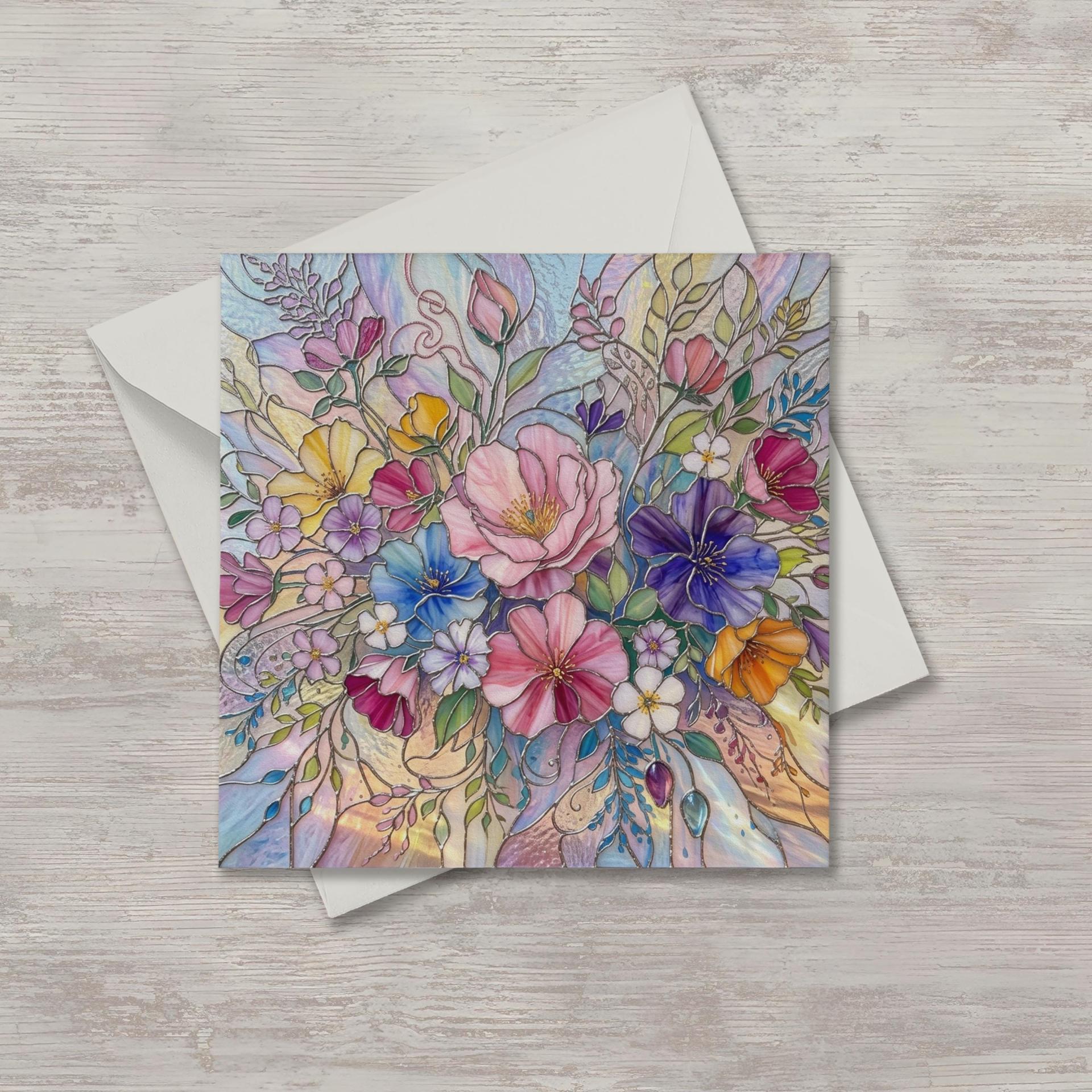 Flowers - Original Art Card - Single Card or Bulk 10 Pack of Gift Cards