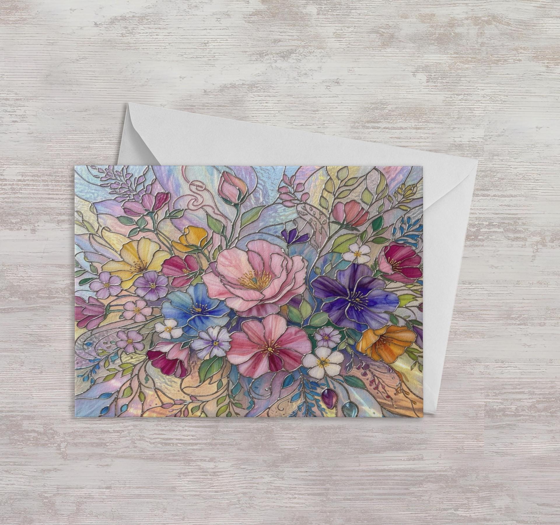 Flowers - Original Art Card - Single Card or Bulk 10 Pack of Gift Cards