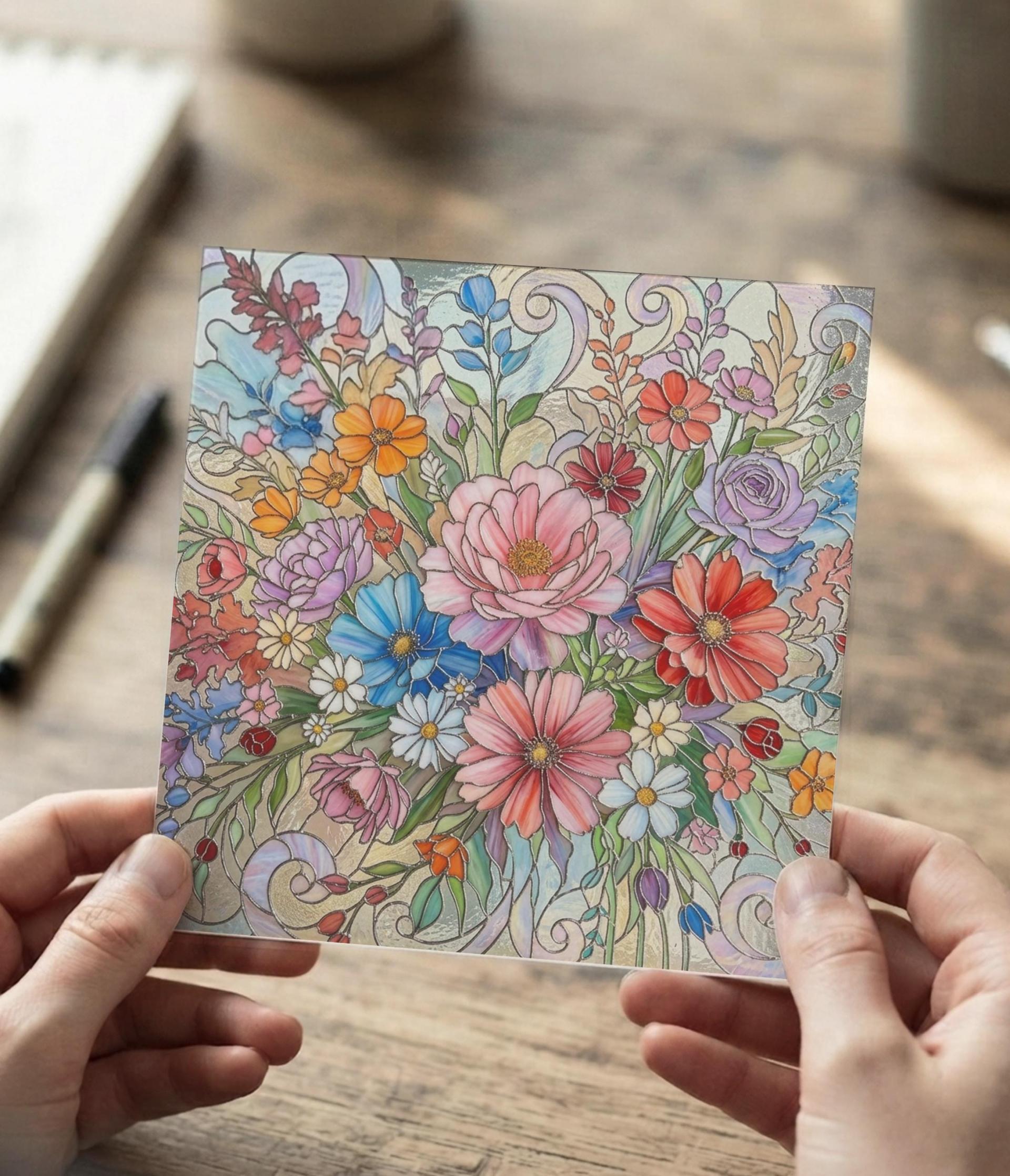 Flowers - Original Art Card - Single Card or Bulk 10 Pack of Gift Cards