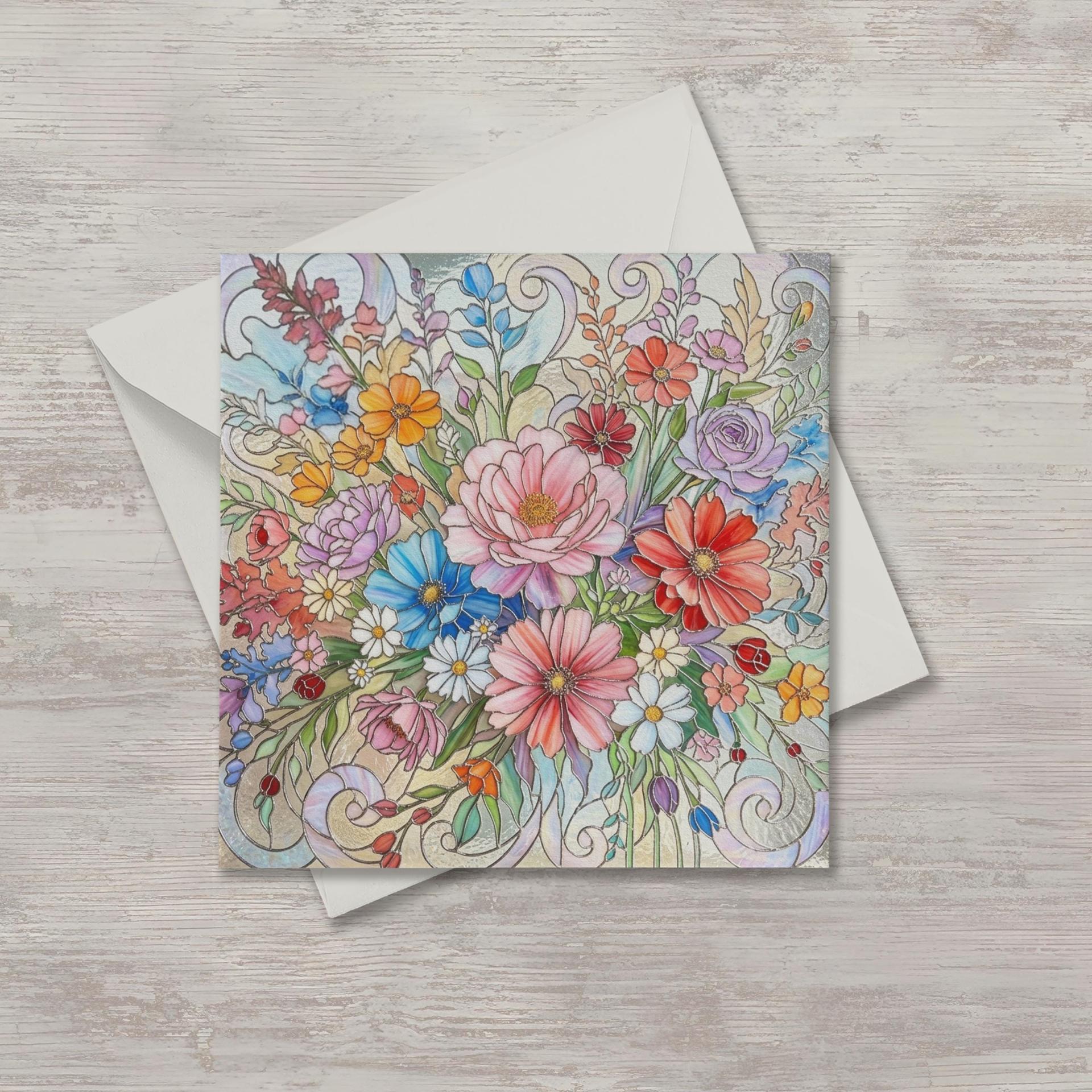 Flowers - Original Art Card - Single Card or Bulk 10 Pack of Gift Cards