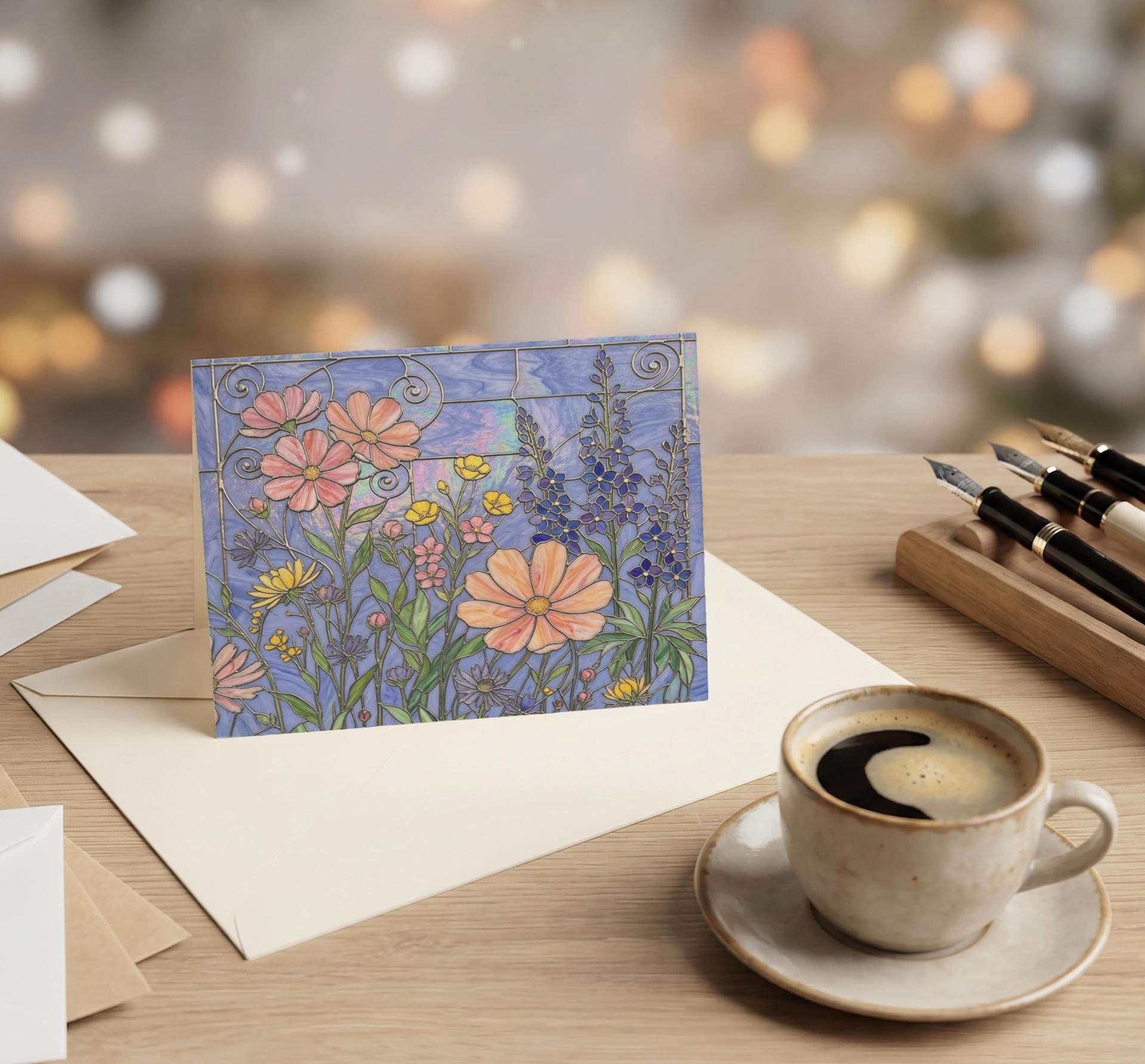 Flowers - Original Art Card - Single Card or Bulk 10 Pack of Gift Cards