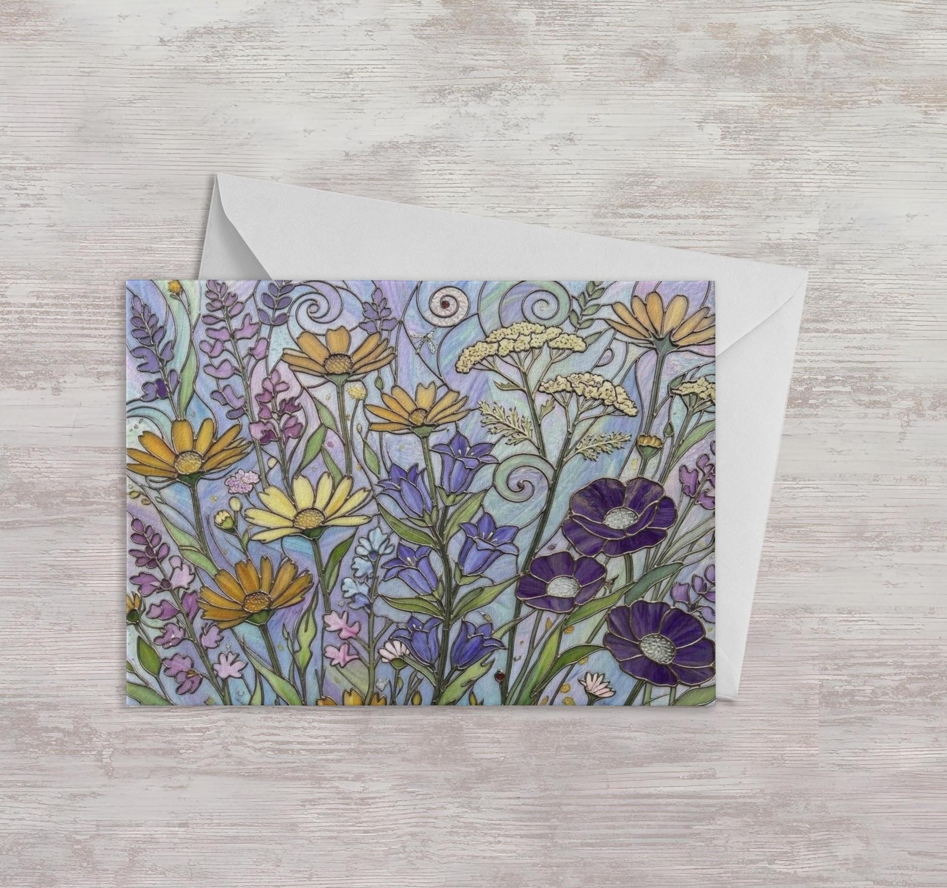 Flowers - Original Art Card - Single Card or Bulk 10 Pack of Gift Cards